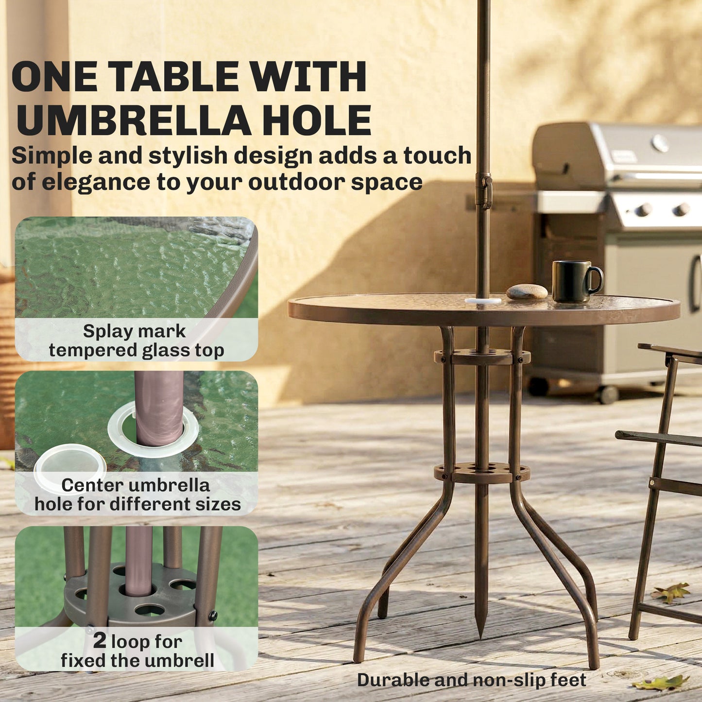 6 Piece Garden Dining Set with Umbrella, Patio Sets with Parasol