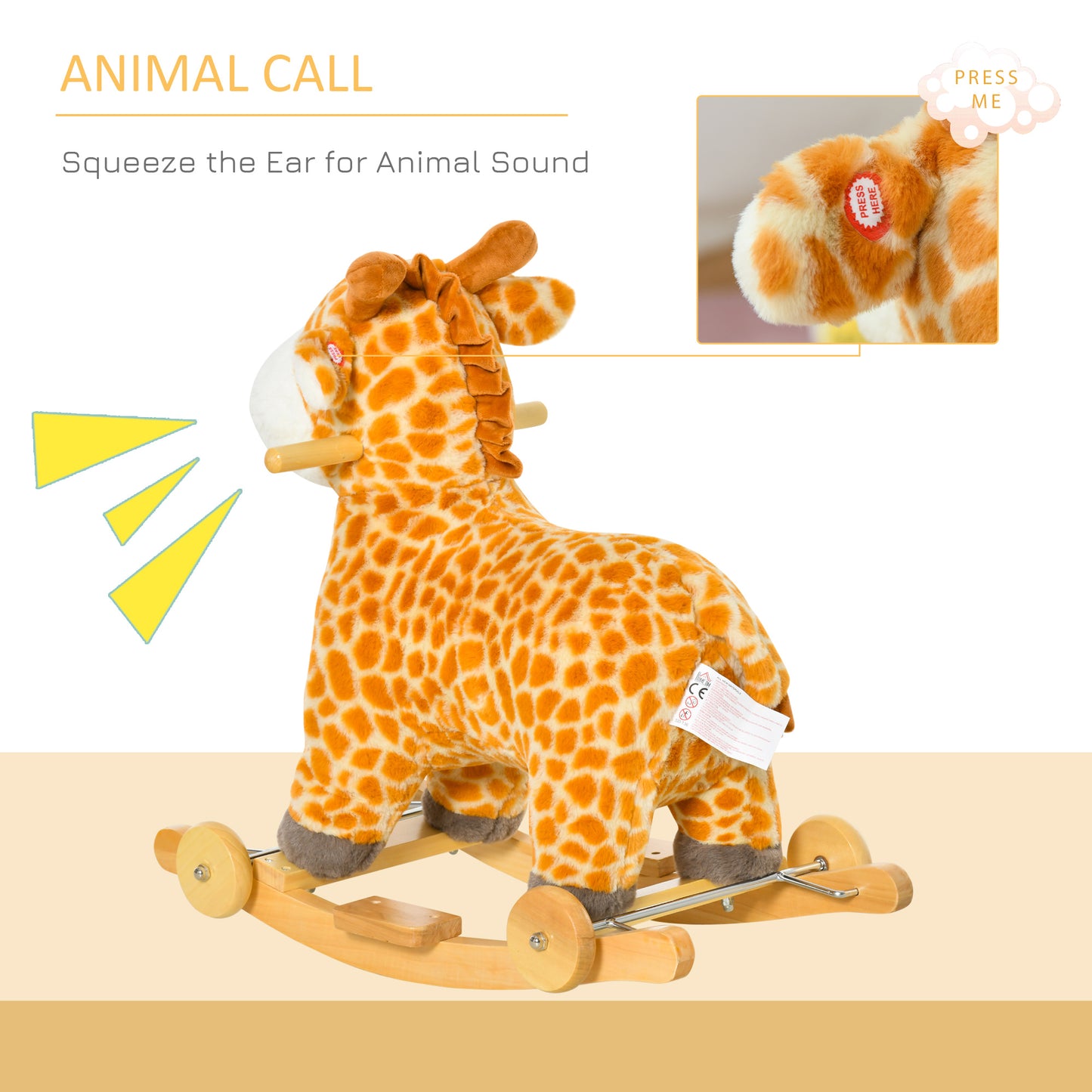 2 In 1 Kids Todder Rocking Horse Plush Ride On Giraffe Rocker