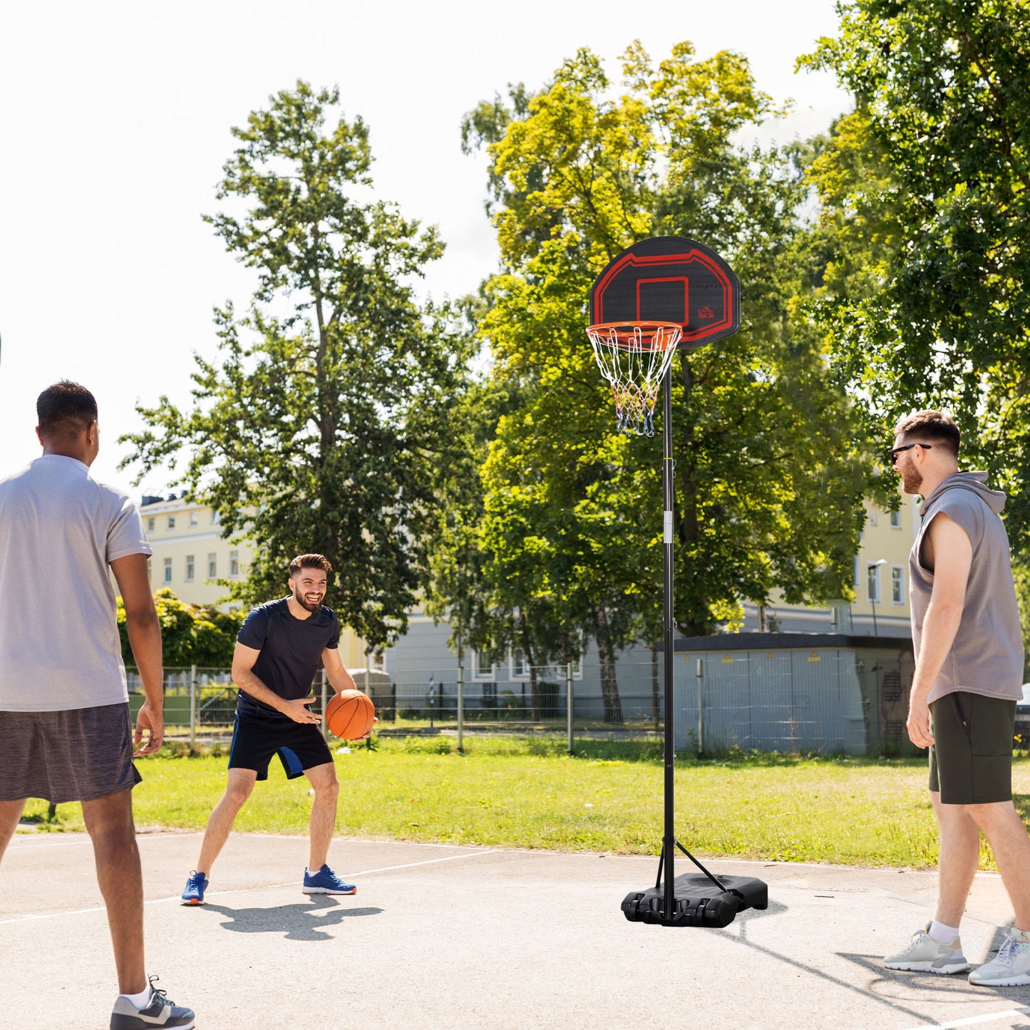 Basketball Hoop Stand Portable Adjustable Height 2.1-2.6m w/ Wheels