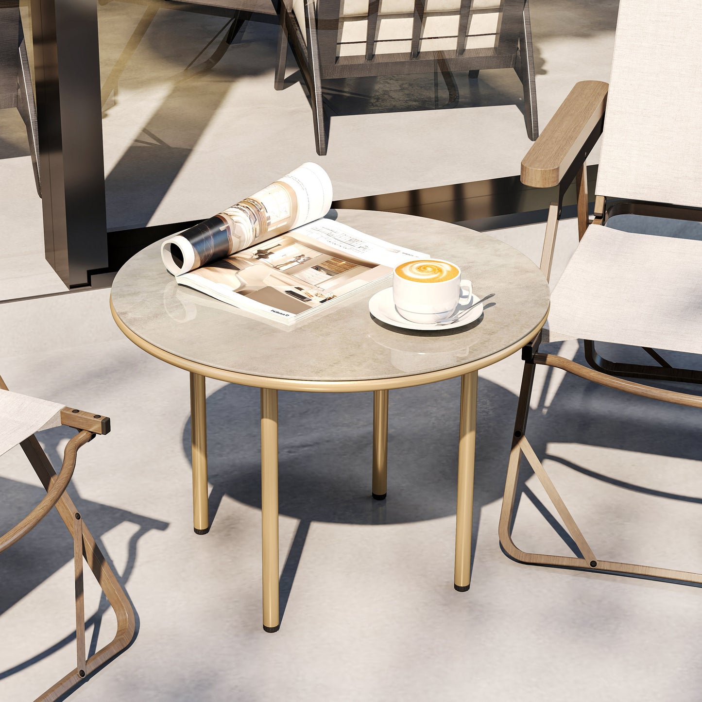 Round Coffee Table, Modern End Side Table