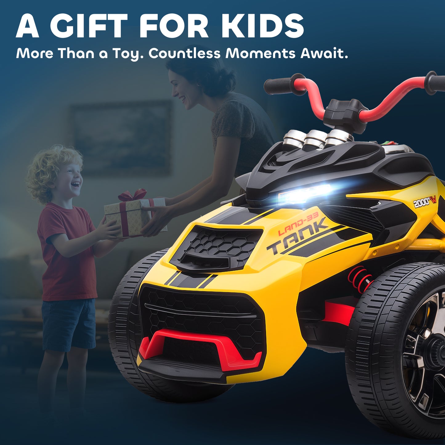 12V Kids Electric Ride On Car with 3 Wheeler, MP3 Player, Horn