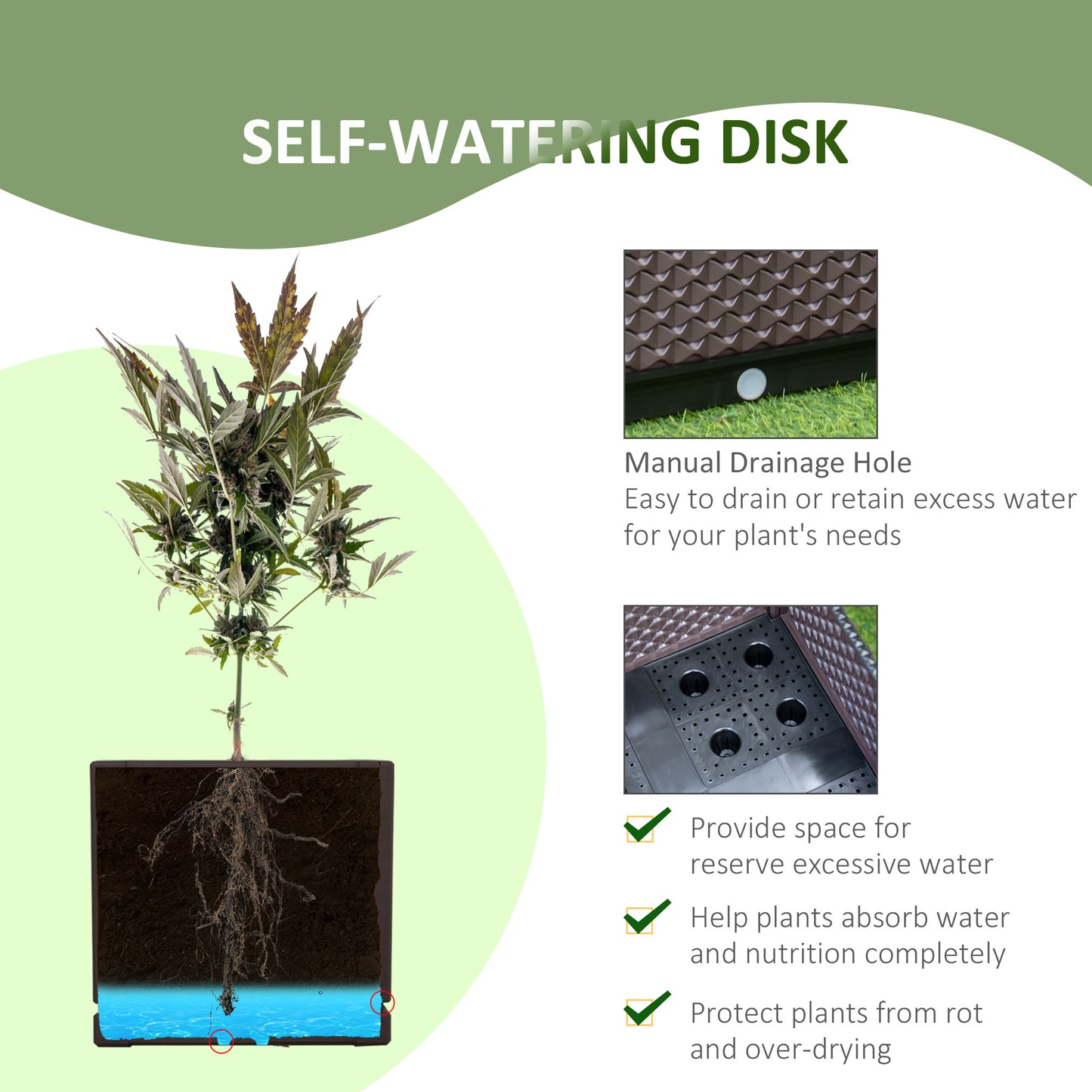 50cm x 50cm x 46.5cm Set of 2 41L Plastic Raised Garden Bed