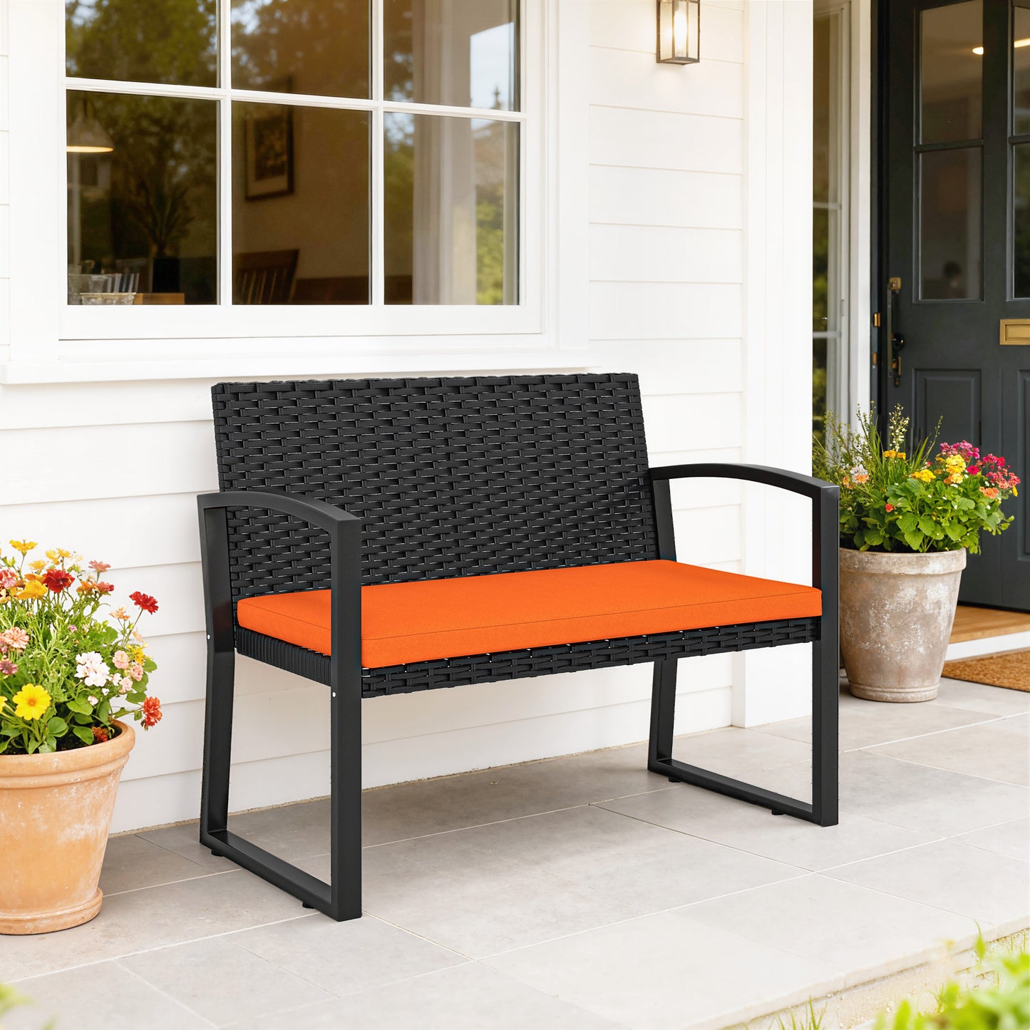 Two-Seater Rattan Garden Bench