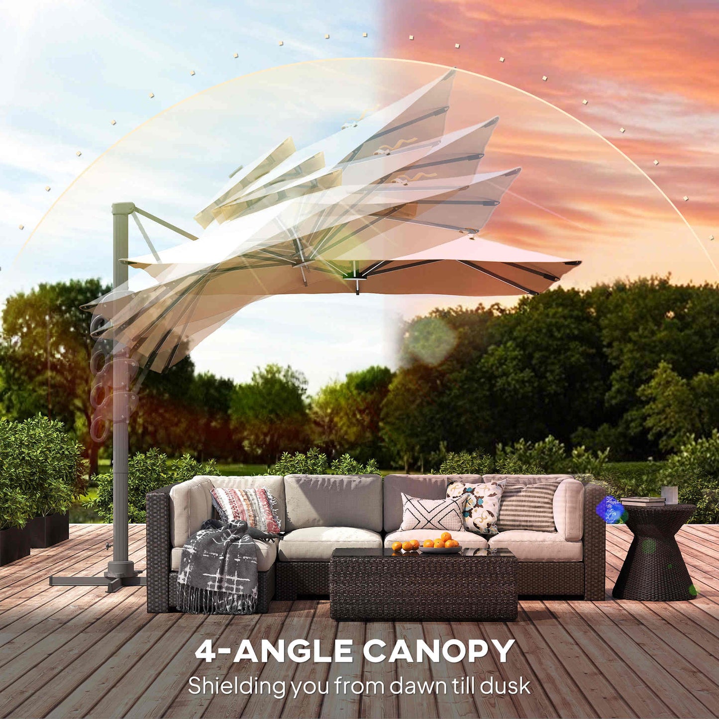 3 x 3(m) Aluminium Sun Square Canopy Top with Adjustable Pole Angle