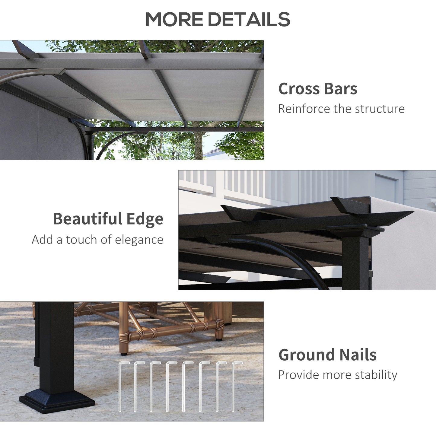 3 x 3(m) Outdoor Pergola, Garden Pergola Gazebo with Adjustable Canopy