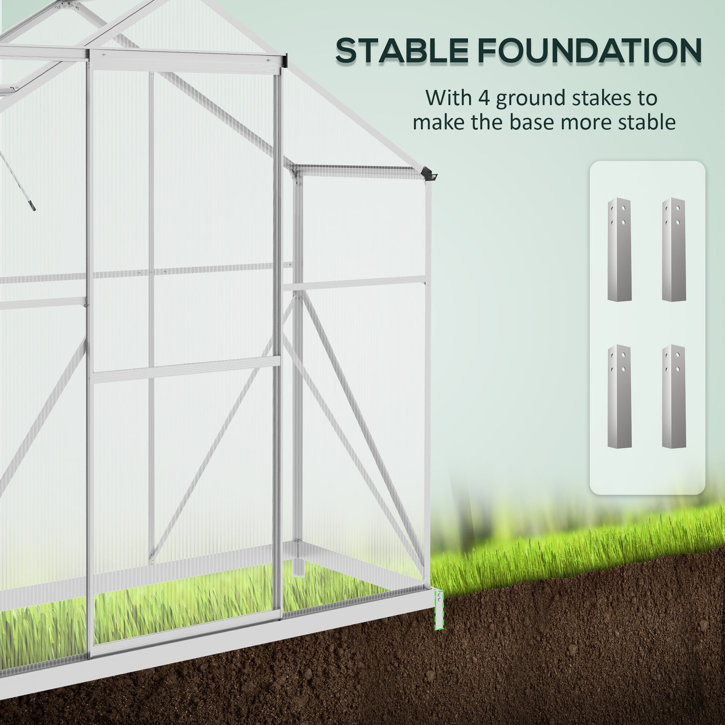 6 x 2.5ft Polycarbonate Greenhouse Walk-In Green House