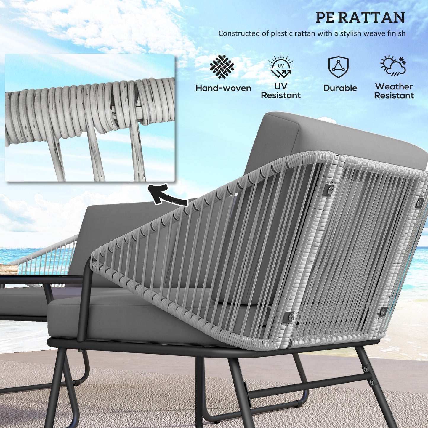 Four-Piece Rattan Strong Panel Outdoor Sofa Set