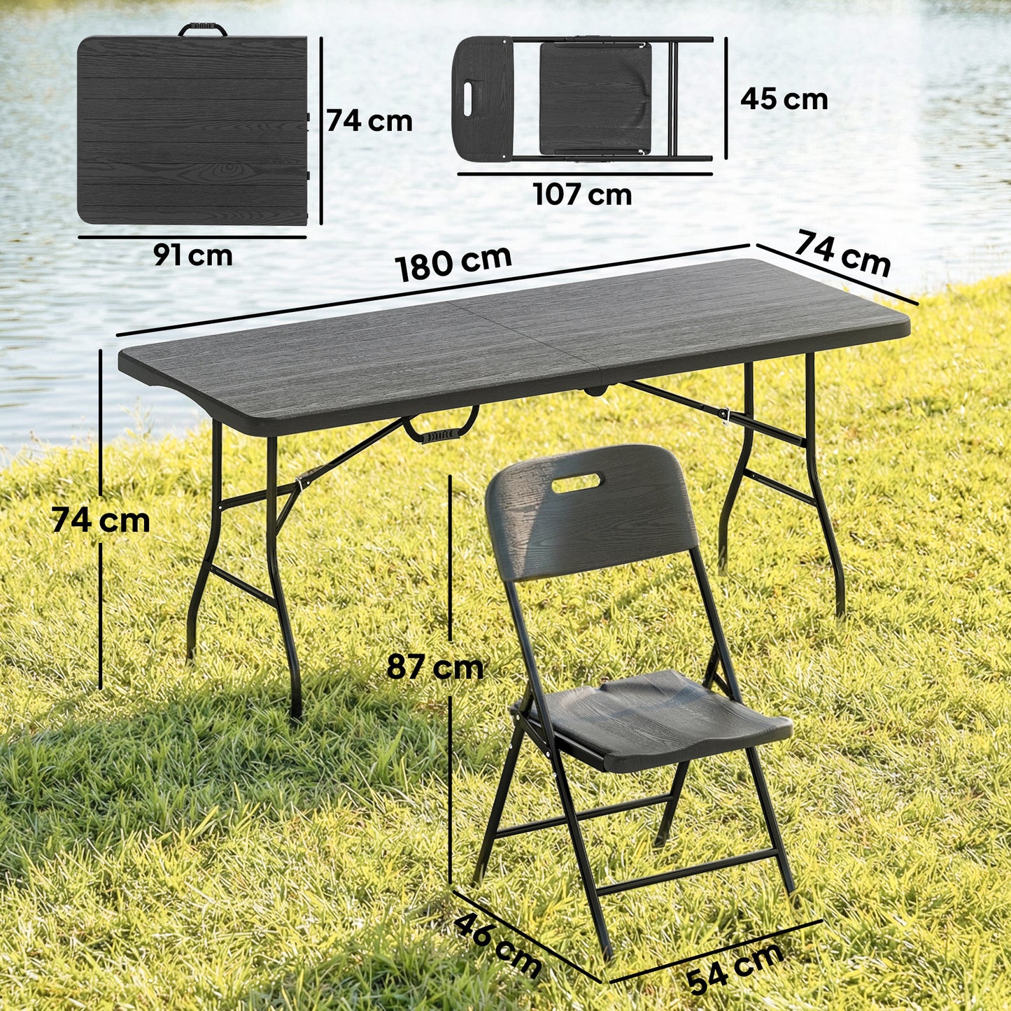 5 Piece 6ft Foldable Table and Chairs