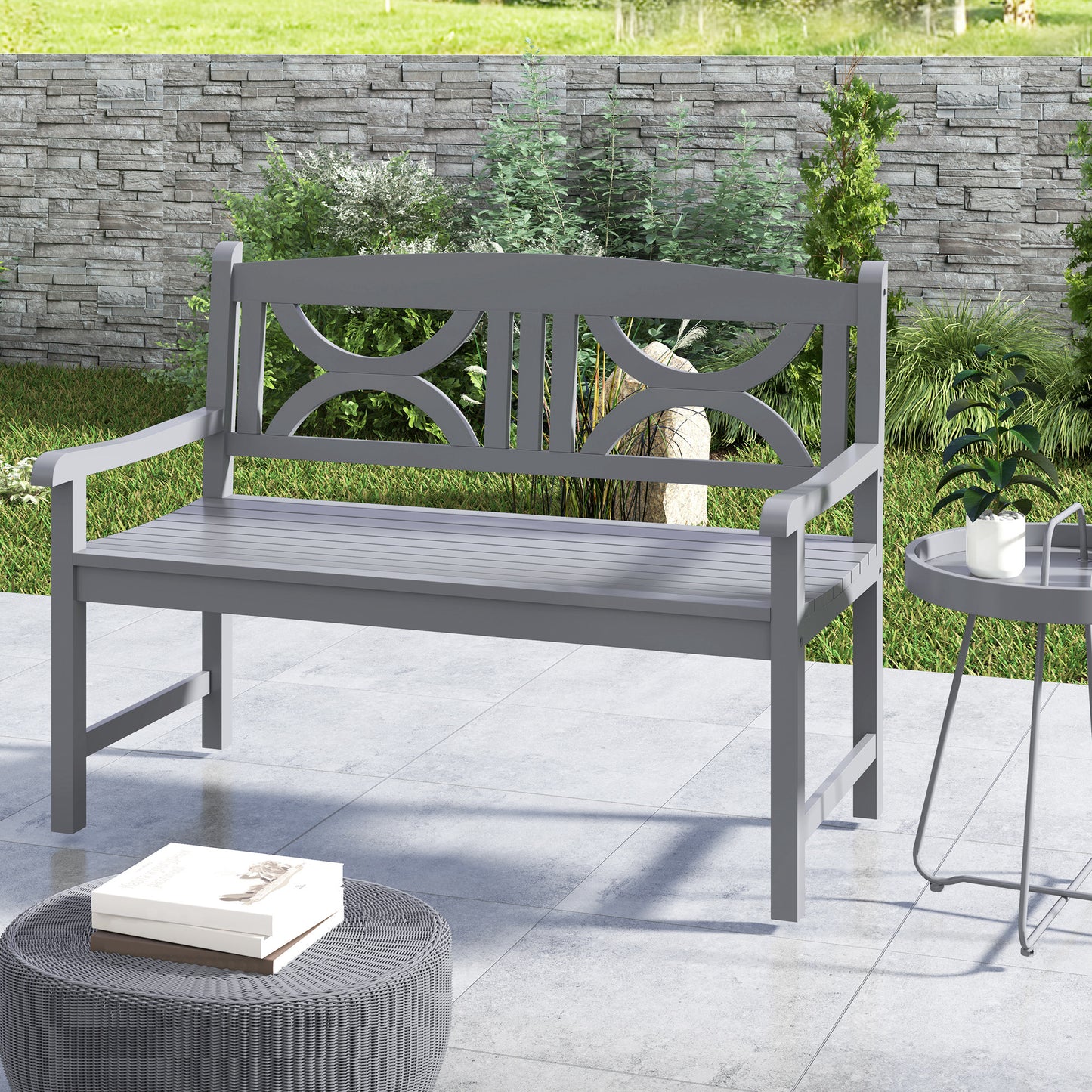 2-Seater Wooden Garden Bench Outdoor Patio Loveseat for Porch
