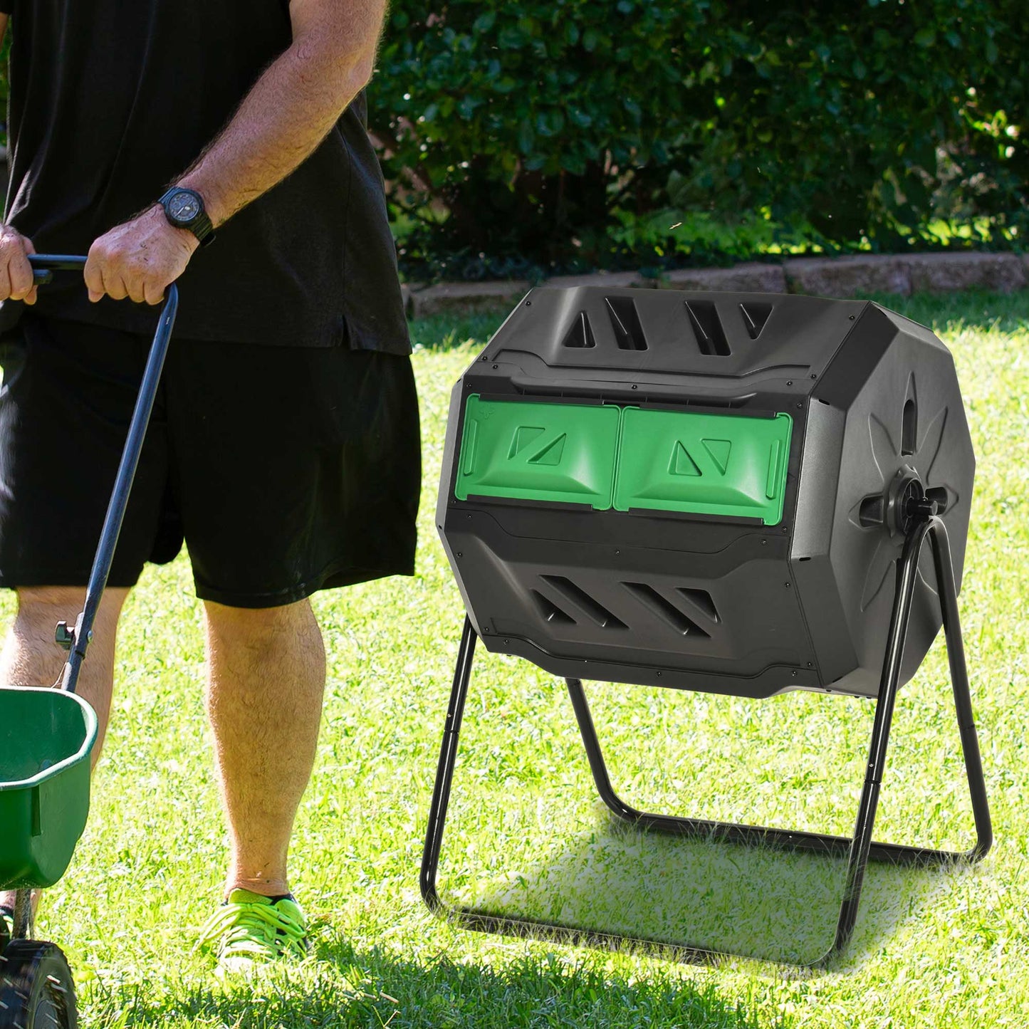 160L 360° Rotating Dual Chamber Composter