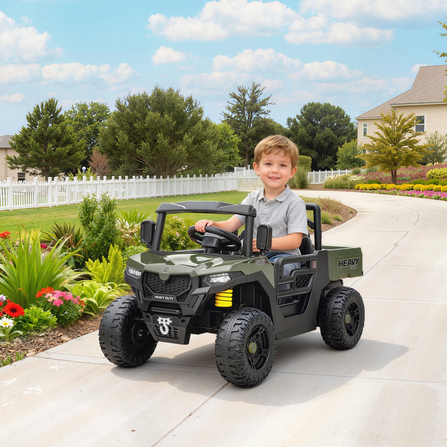 Kids Ride on Car, 12V Electric Kids UTV with Electric Dump Bed