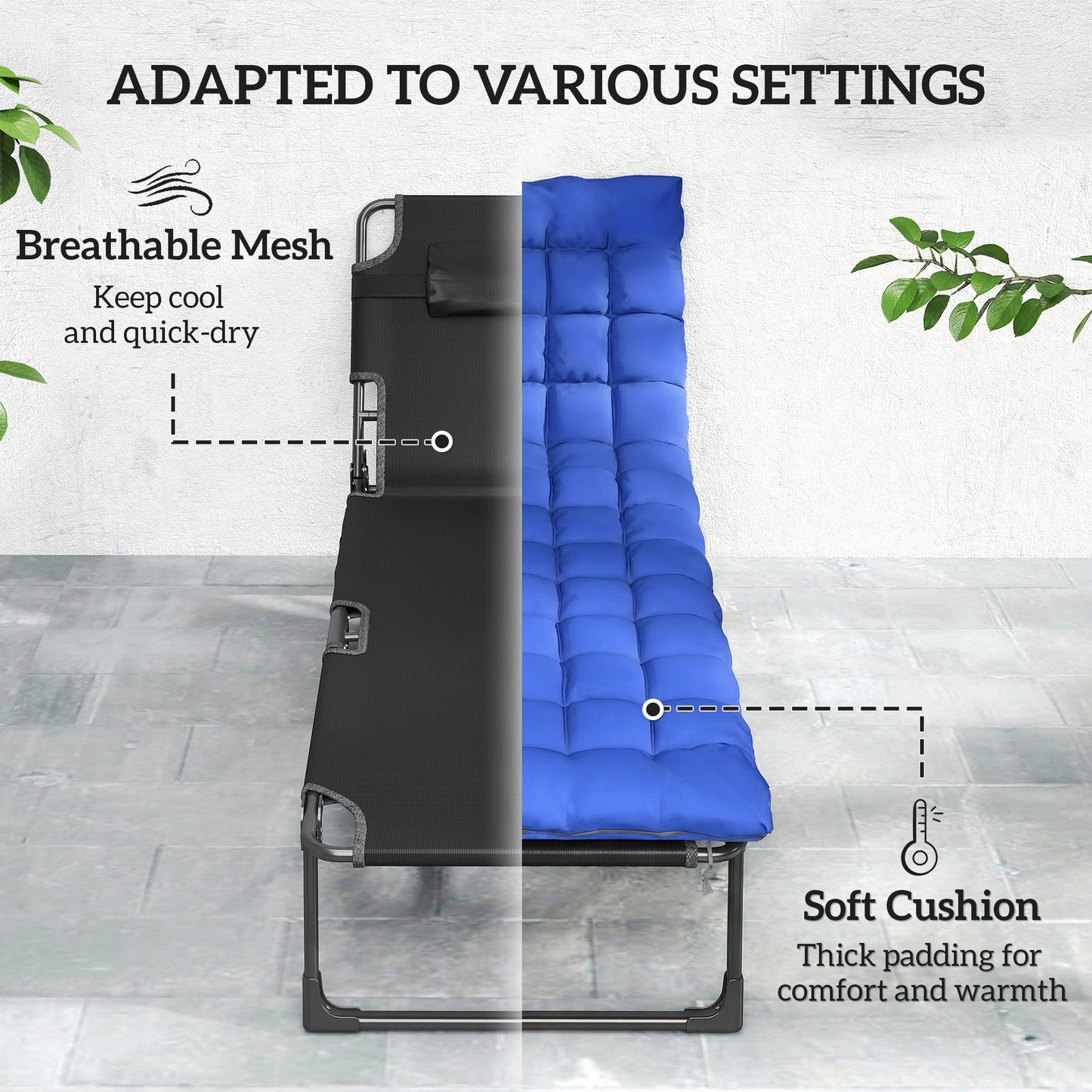 Folding Sun Loungers for Garden Set of 2