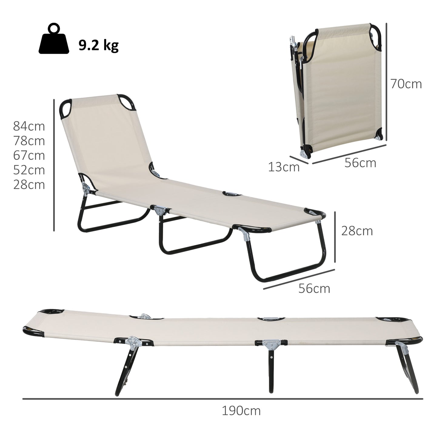 Garden Sun Lounger, with Five-Position Back (1)
