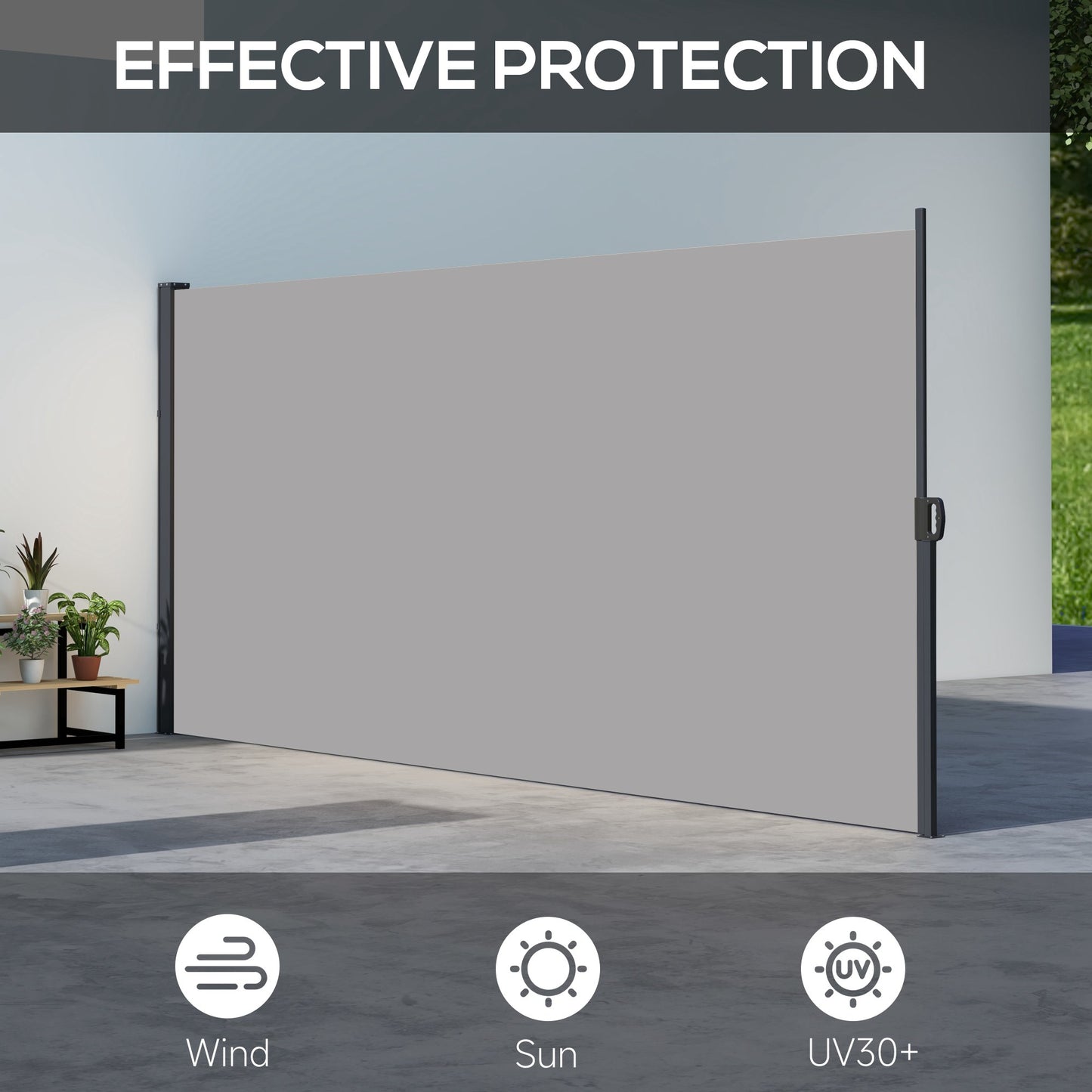 Retractable Side Awning, Outdoor Privacy Screen for Garden, Hot Tub