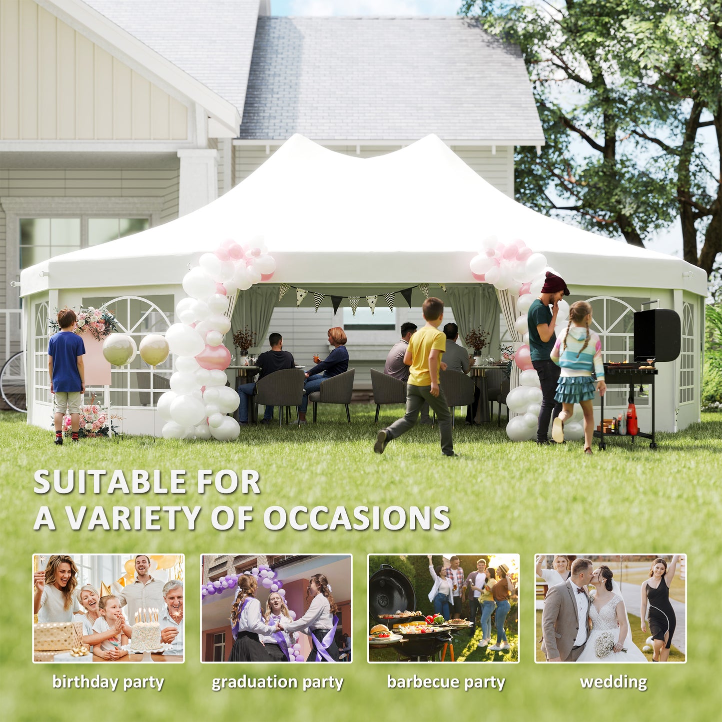 10 Sides Decagonal Garden Gazebo Marquee Party Tent Wedding Canopy