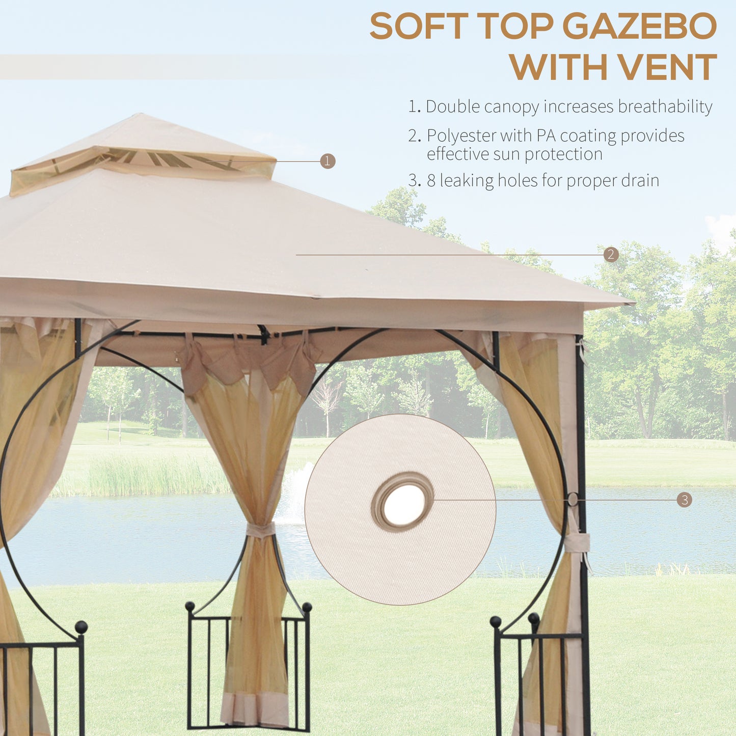 3 x 3(m) Garden Gazebo Patio Party Tent Shelter Outdoor Canopy