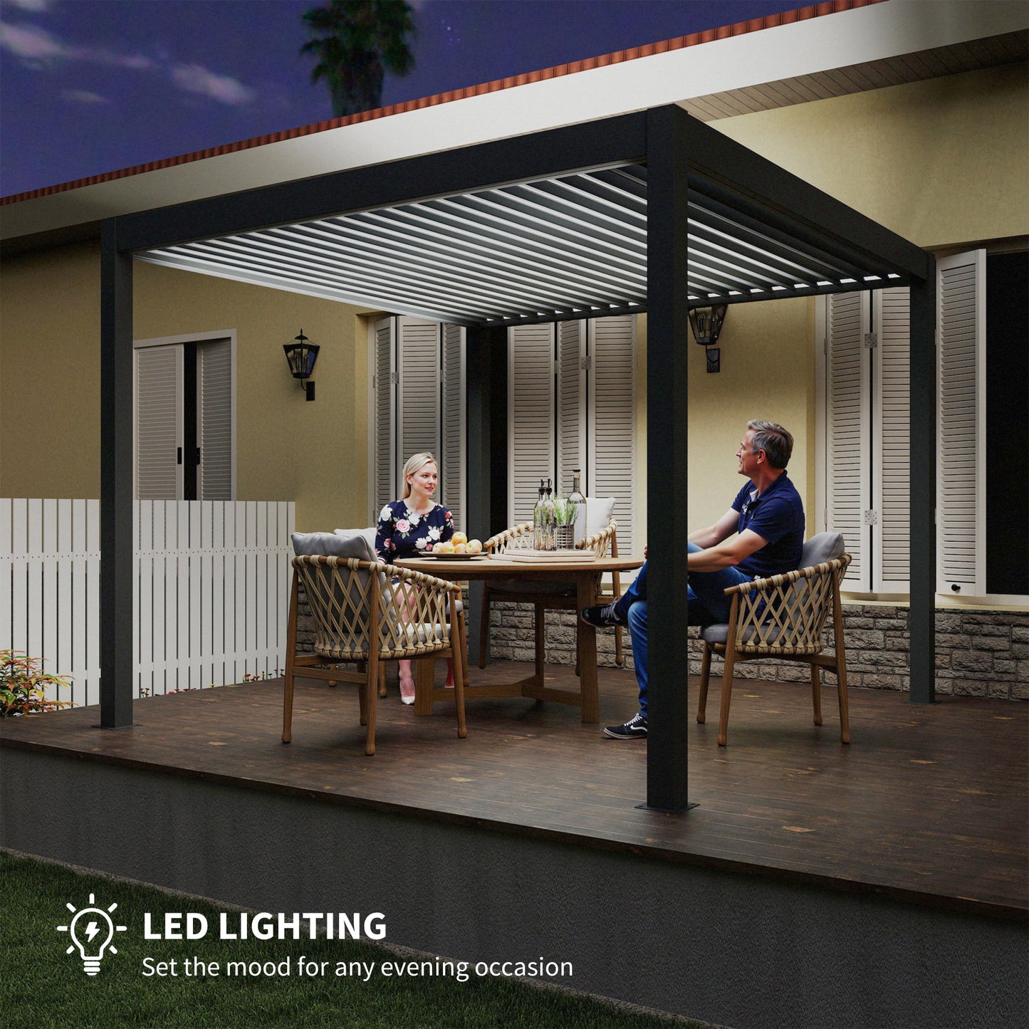 3 x 3(m) Electric Louvered Pergola with LED Lights