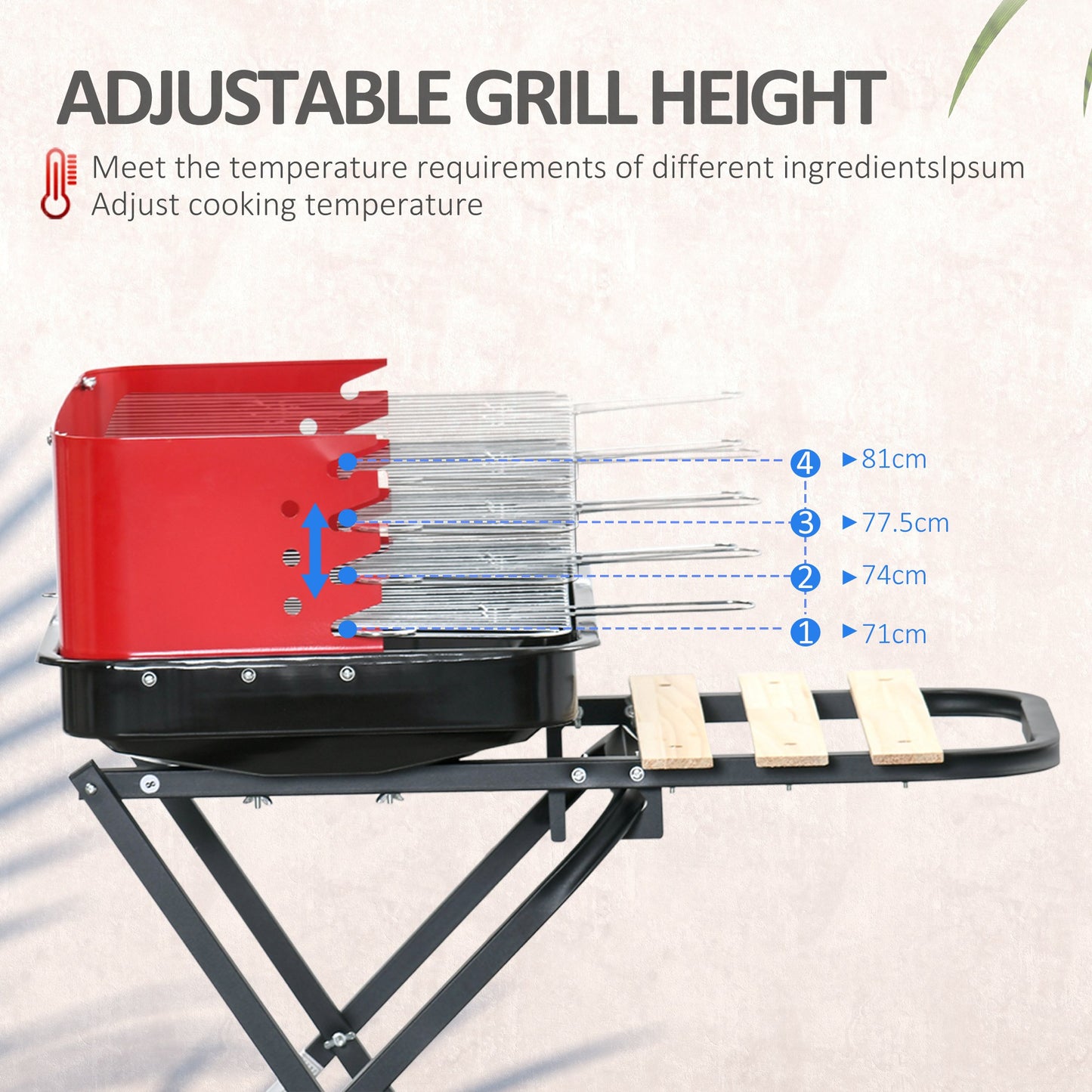 Charcoal Trolley BBQ Barbecue Grill Patio Camping Picnic Garden