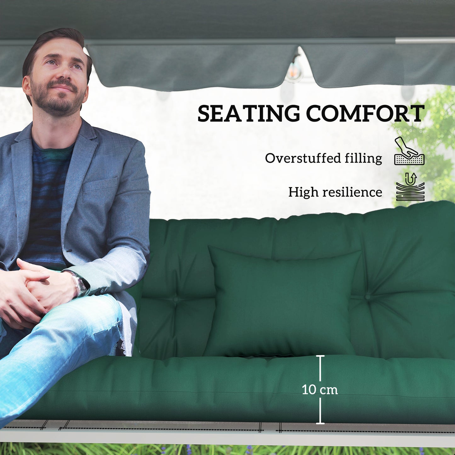 Outdoor Seat Cushions Back Cushion with 2 Pillows