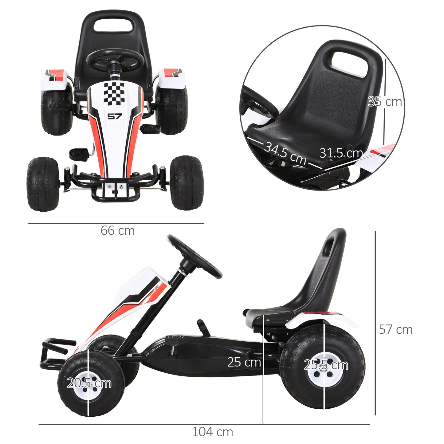 Kids Children Pedal Go Kart Manual Ride On Car w/ Brake Gears