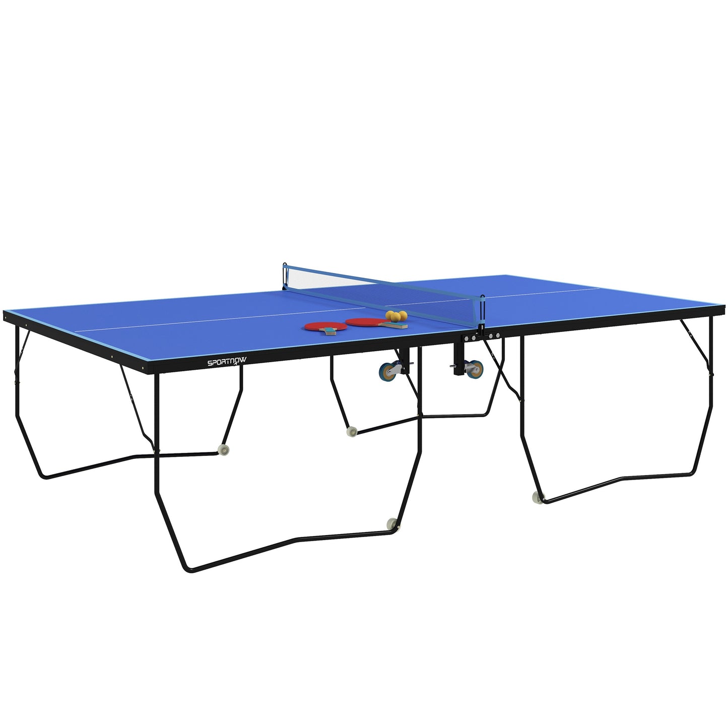 9FT Folding Tennis Table, with 8 Wheels, for Indoor Use