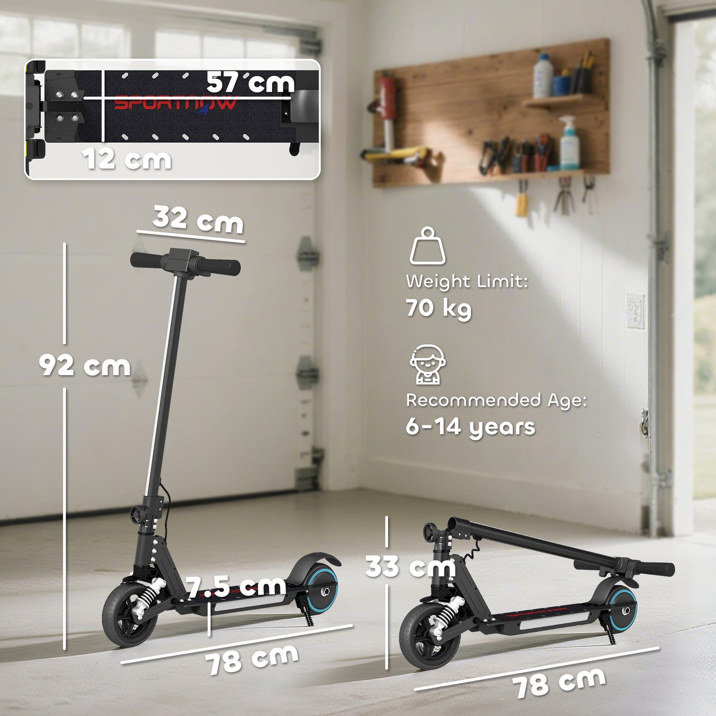 Folding Electric Scooter for Kids, with Dual Brakes