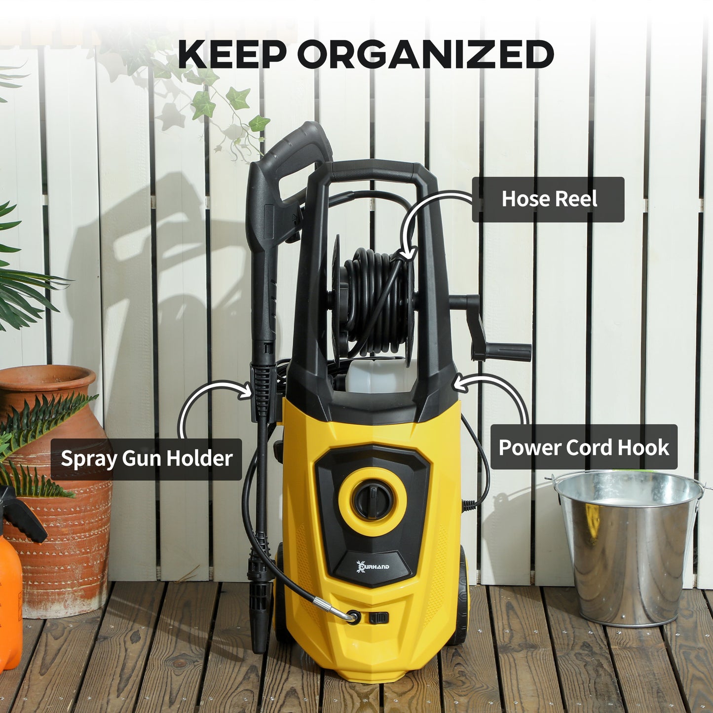 1800W High Pressure Washer, 150 Bar Pressure, 510 L/h Flow