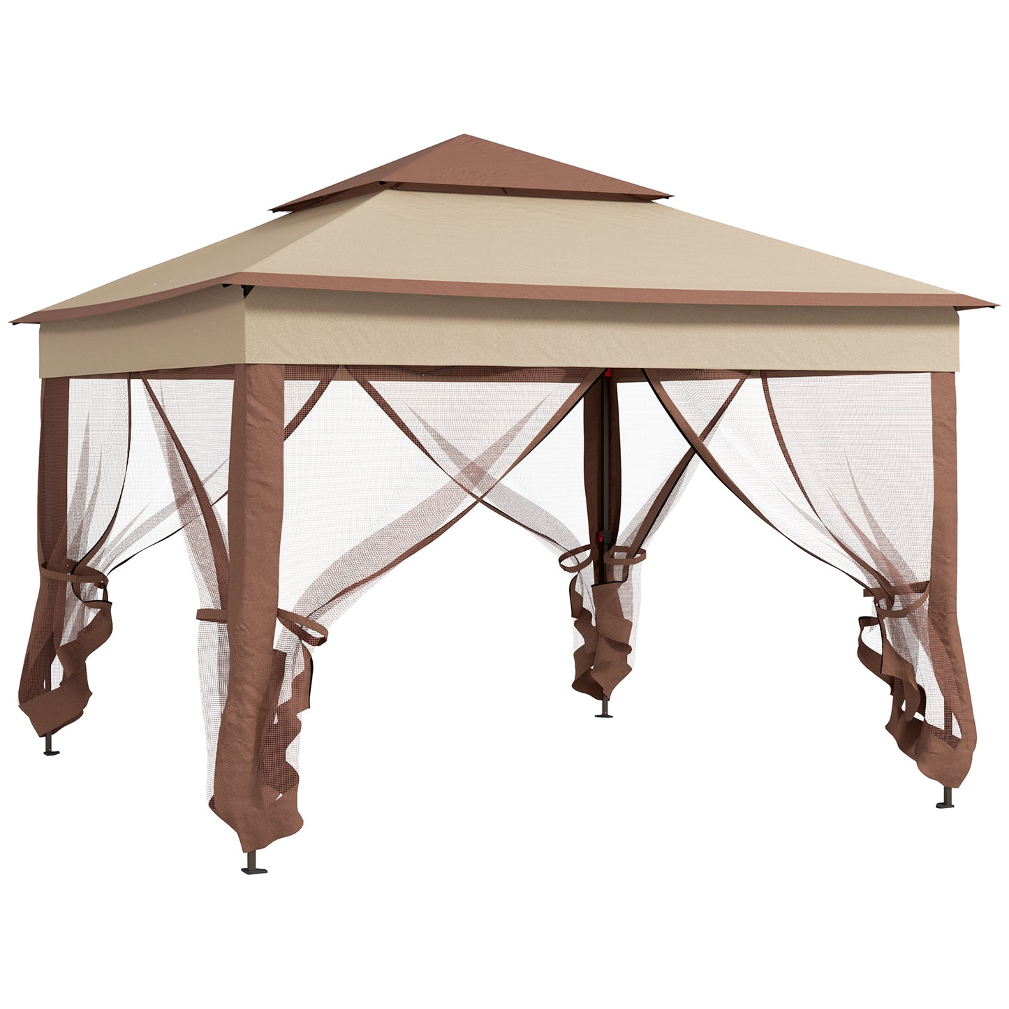 3 x 3(m) Pop Up Gazebo, Double-roof Garden Tent with Netting