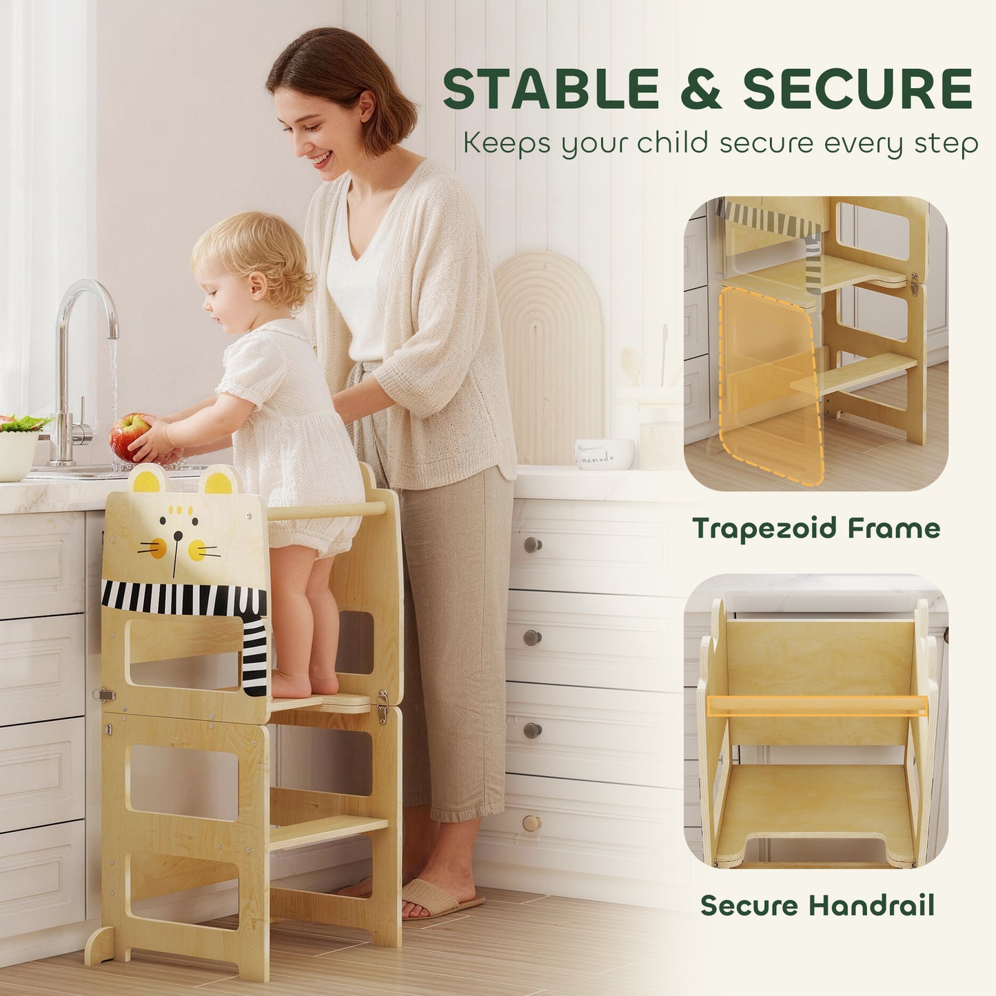 Toddler Step Stool, Standing Tower with Chalkboard