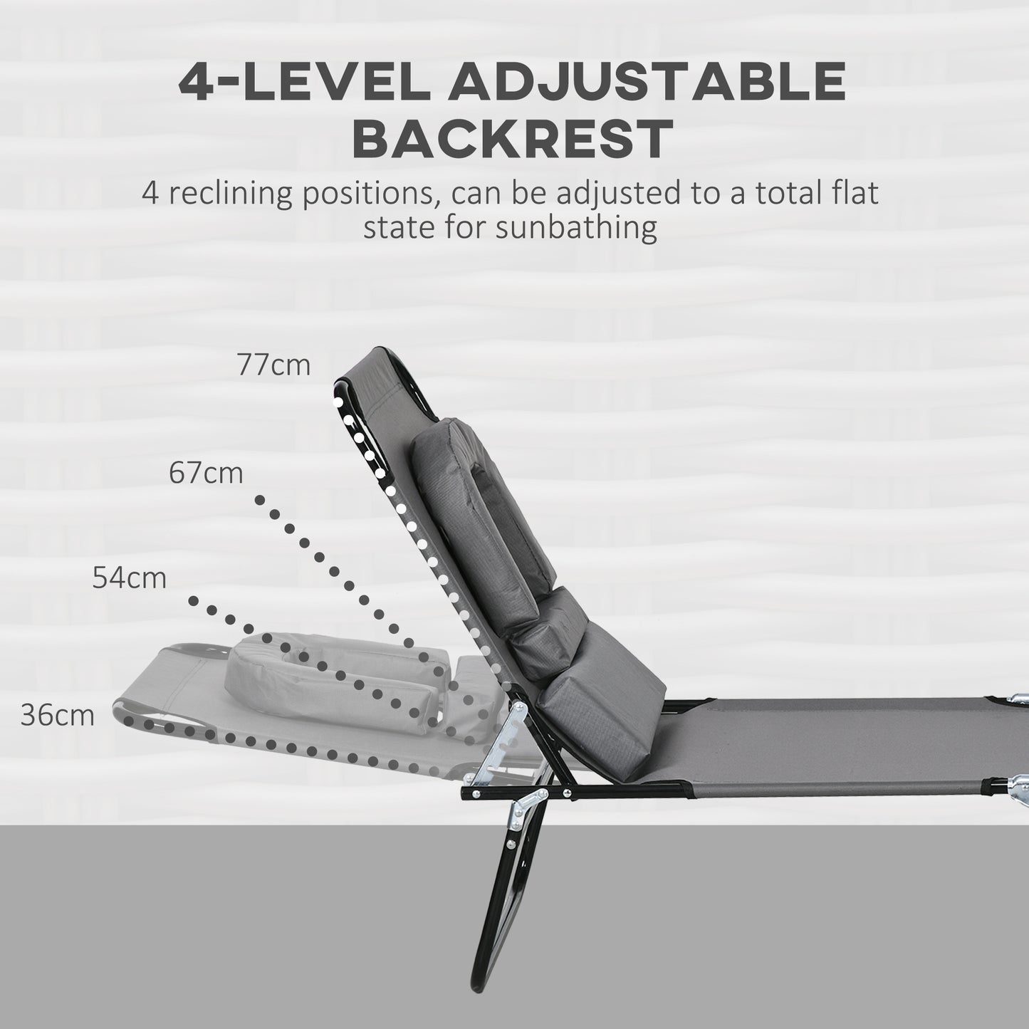 Folding Sun Loungers Set of 2 with Face Hole
