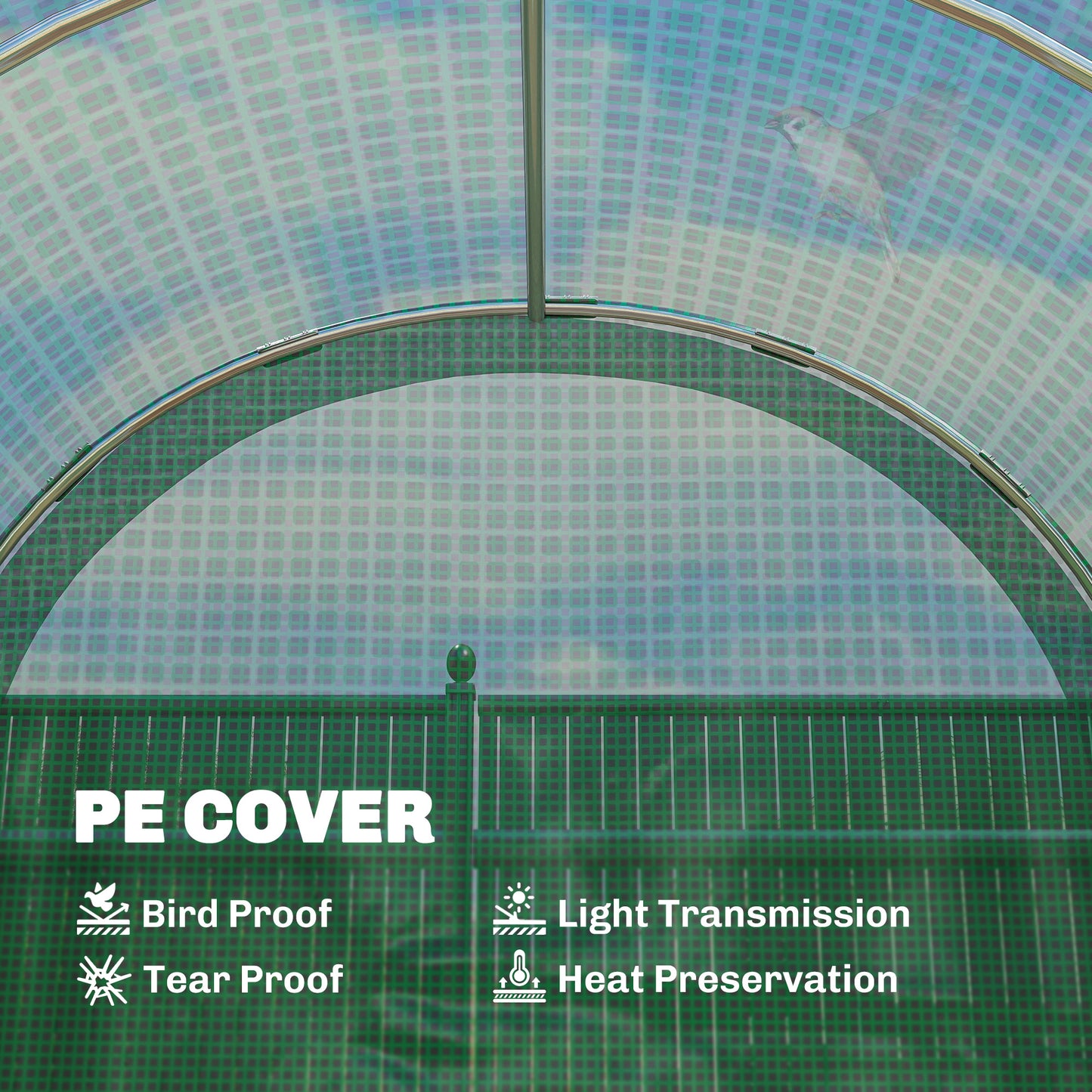 3 x 2 x 2m Polytunnel Greenhouse with Hinged Door