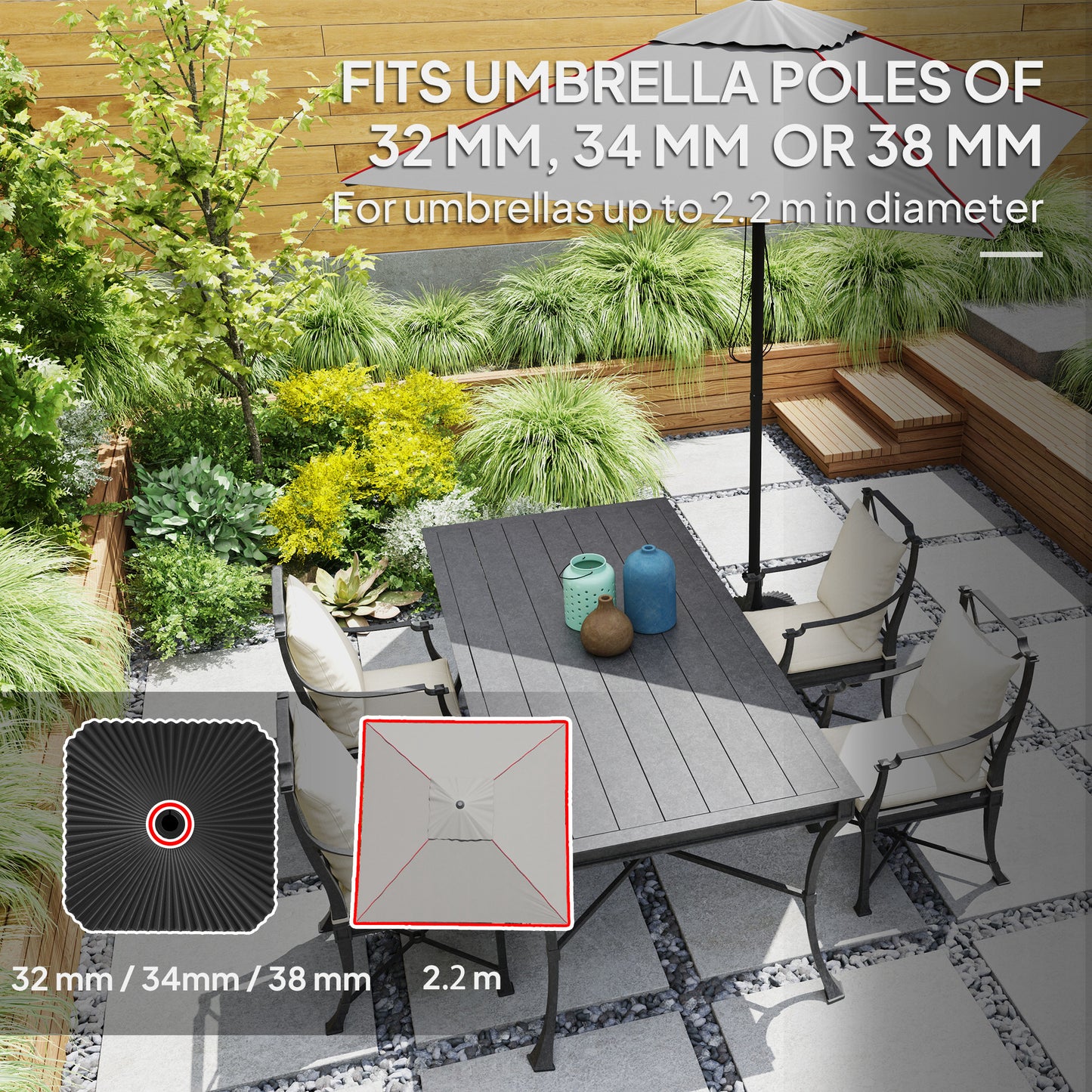 Patio Umbrella Stand, Heavy Duty Outdoor Parasol Base