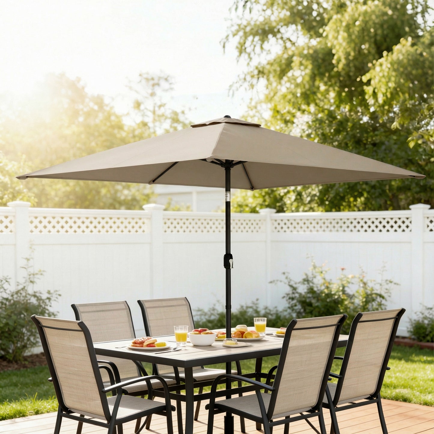 Garden Parasol, Parasol Umbrella with Crank Handle, Tilt Function