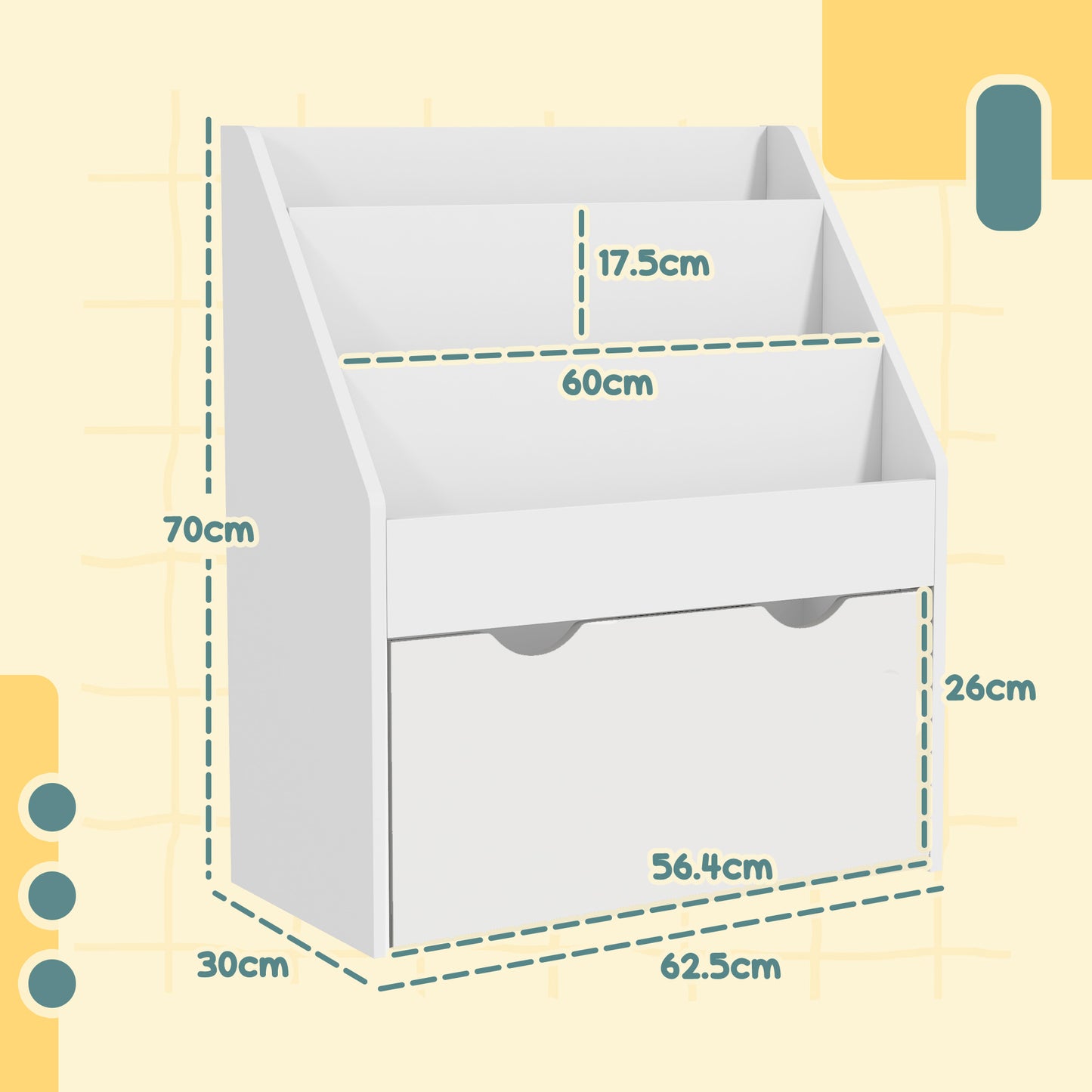 Bookcase for Kids with Shelves, Drawer, Bookcase for Bedroom, Playroom