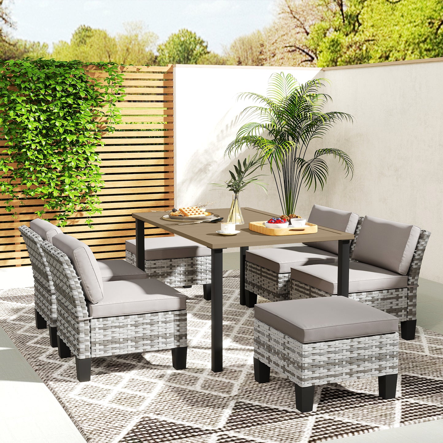 Seven-Piece Rattan Dining Set (3)