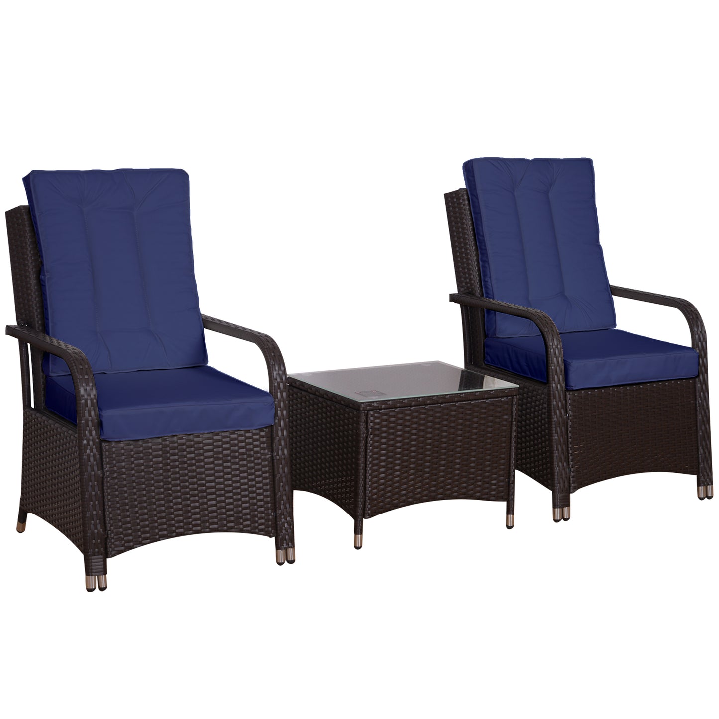 3 Pieces Rattan Bistro Set with Furniture Cover