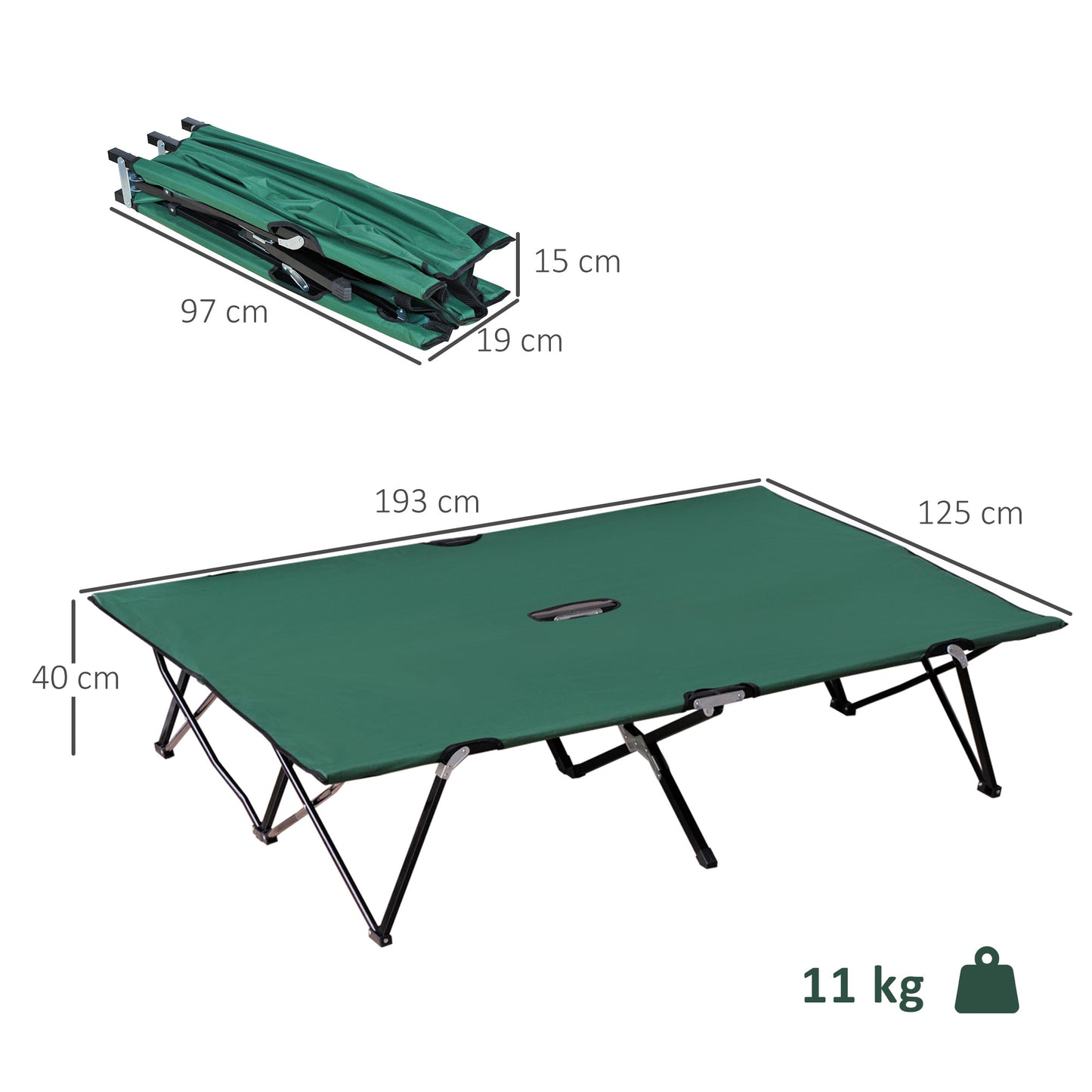 Double Camping Cot Bed, with Bag