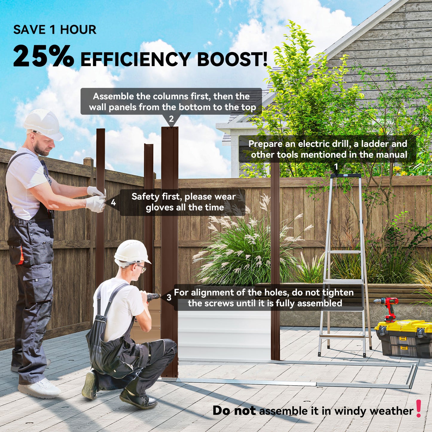 4 x 6ft Galvanised Steel Garden Shed, with Lock and Gloves