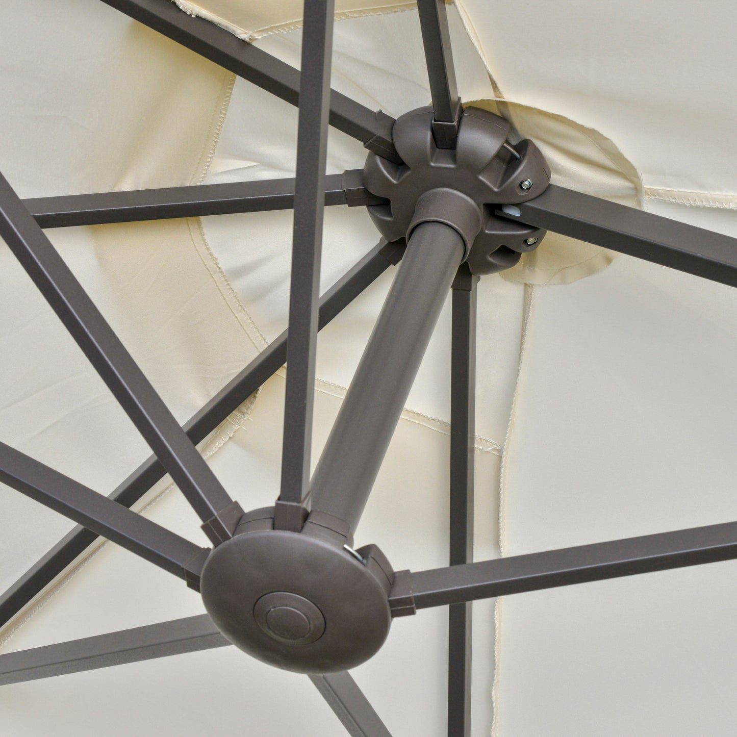4.6M Sun Umbrella Canopy Double-sided Crank Sun Shade w/ Cross Base