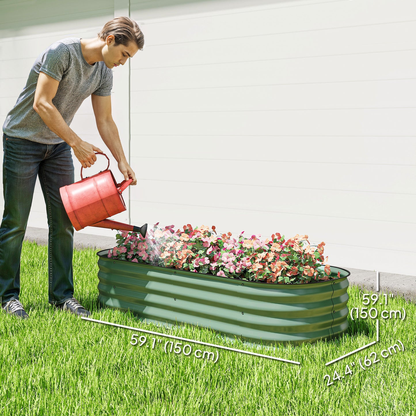 Galvanised Raised Garden Bed, Metal Planter Box with Safety Edging (4)