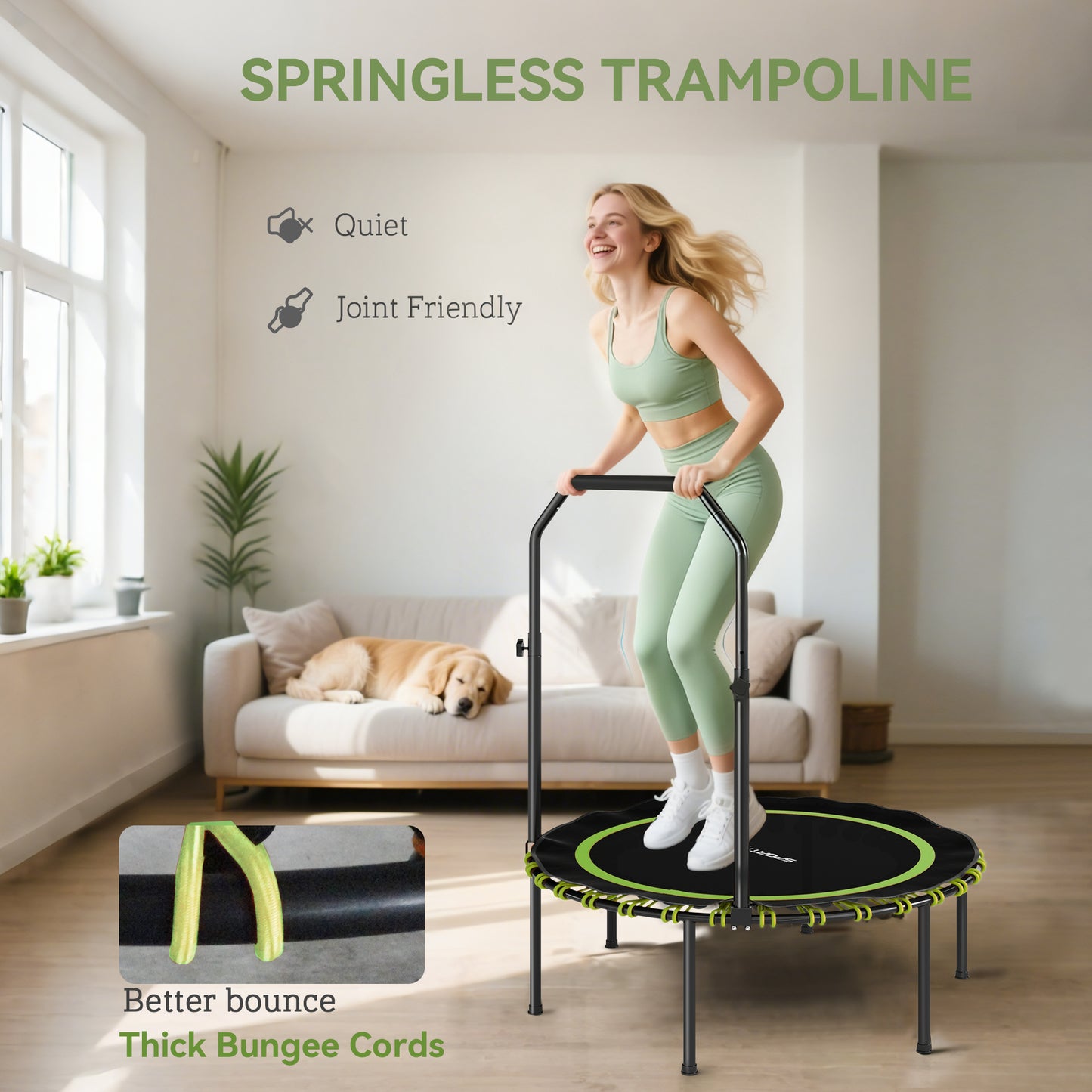 40" Foldable Fitness Trampoline Rebounder with Handle