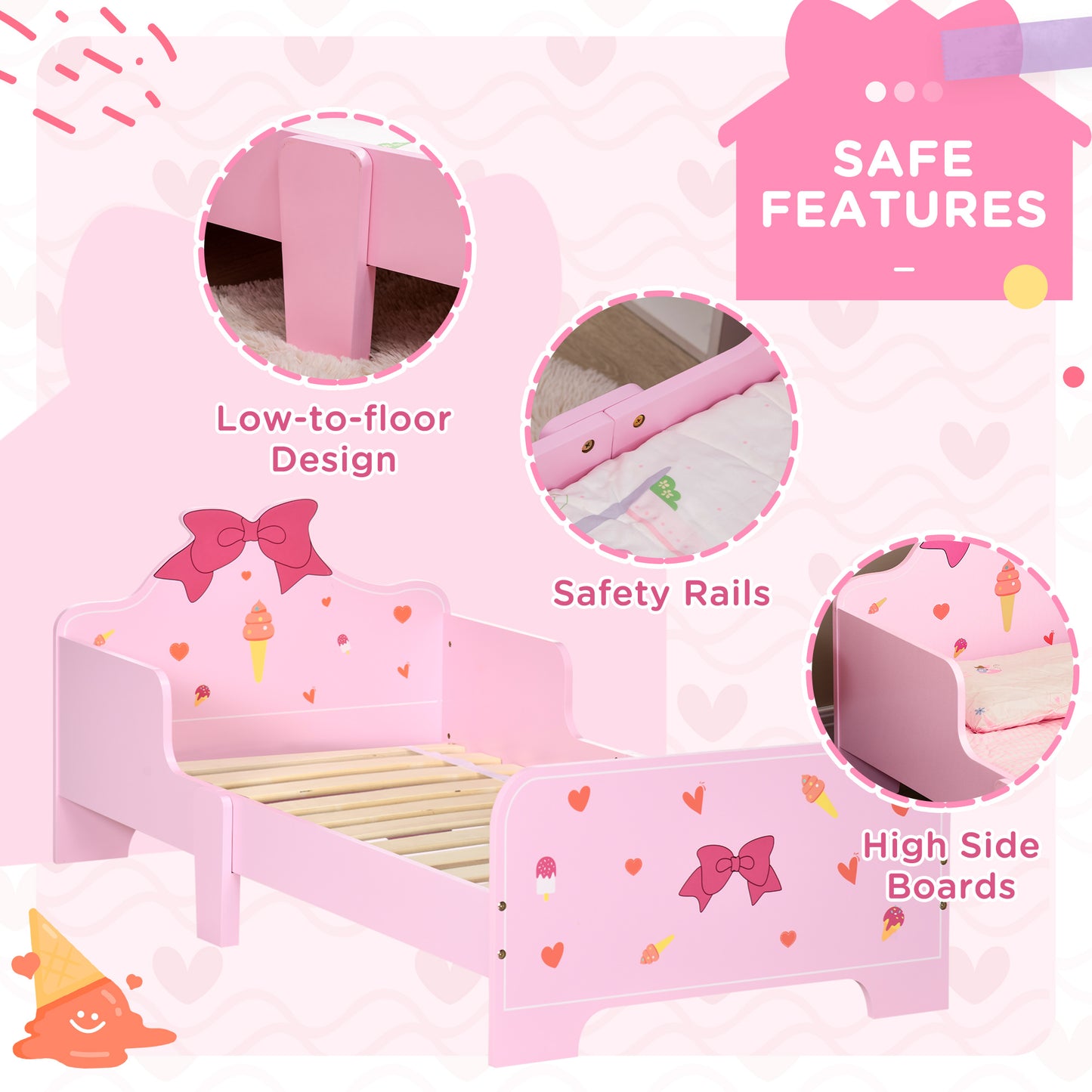 5PCs Kids Bedroom Furniture Set with Bed, Toy Box Bench