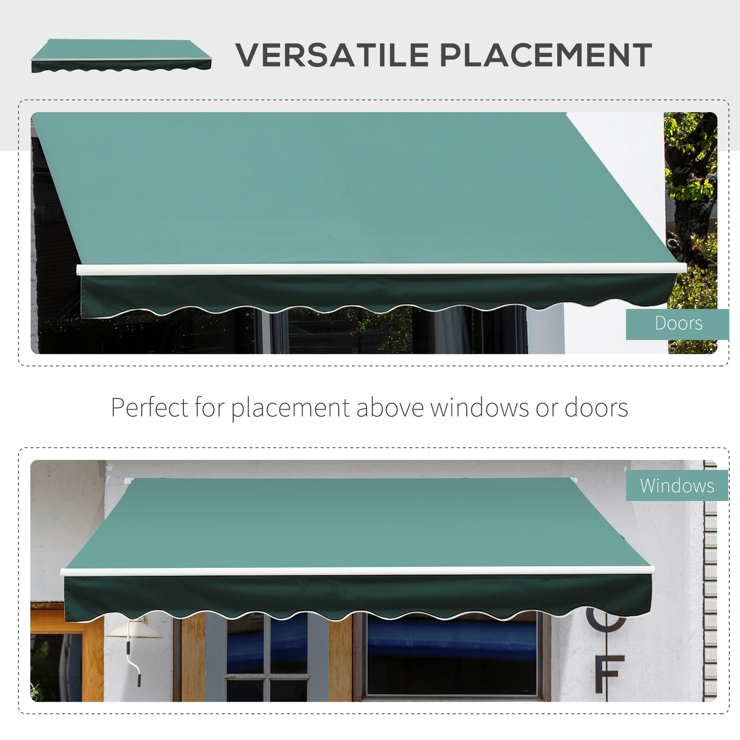 3 x 2.5m Manual Retractable Awning for Patio 45-75° Sun Canopy (1)