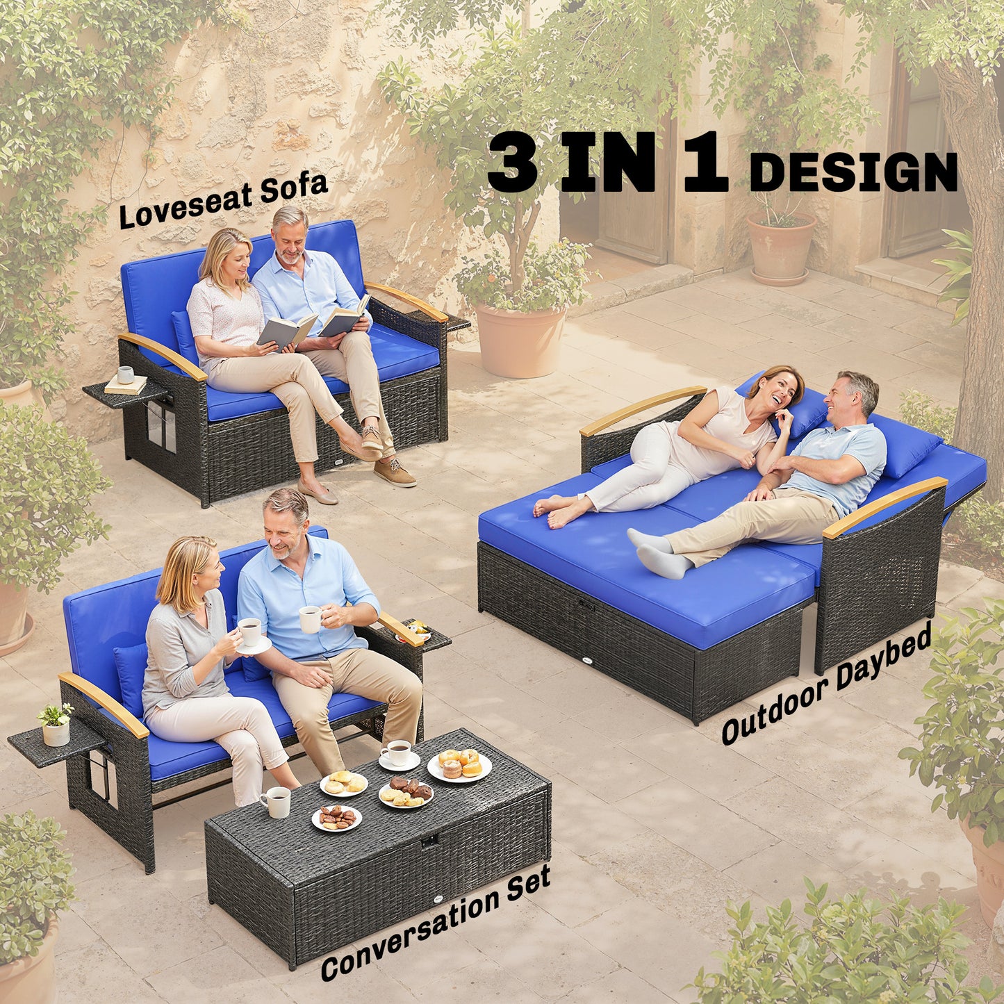 Double Garden Rattan Daybed