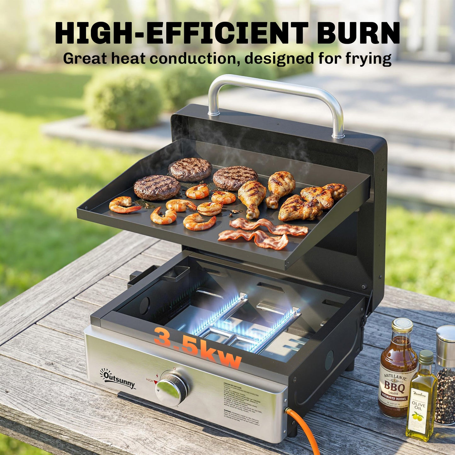 Grill Griddle, Portable Gas Plancha, 3.5 kW