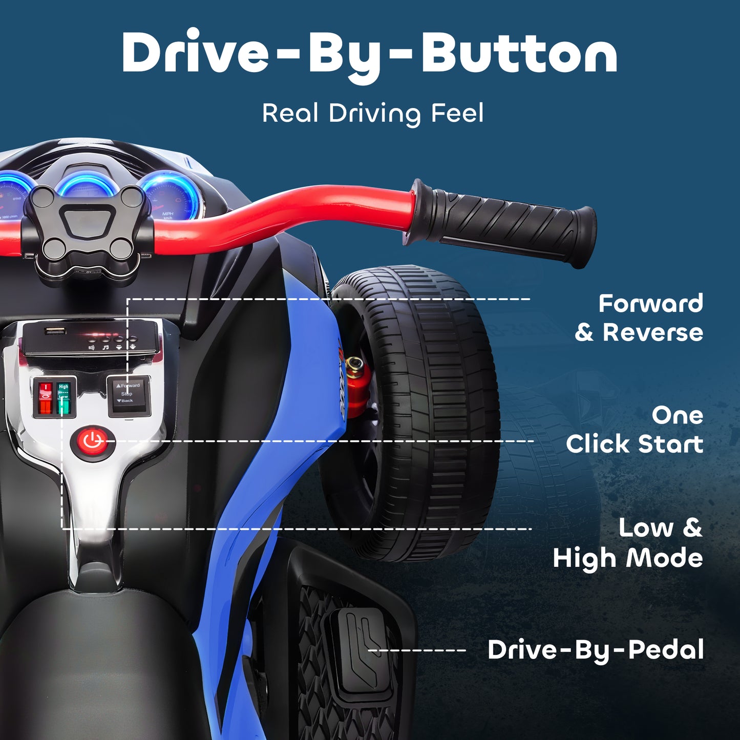 12V Kids Electric Ride On Car with 3 Wheeler, MP3 Player, Horn