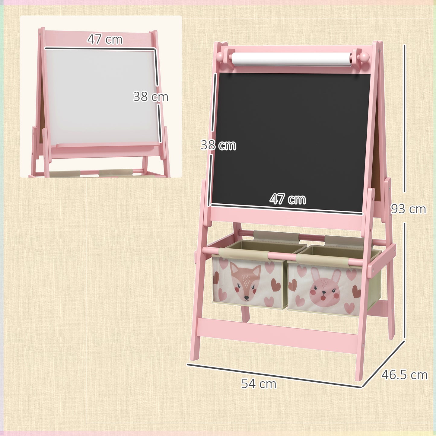 Three-In-One Kids Easel with Paper Roll, Art Easel, with Storage