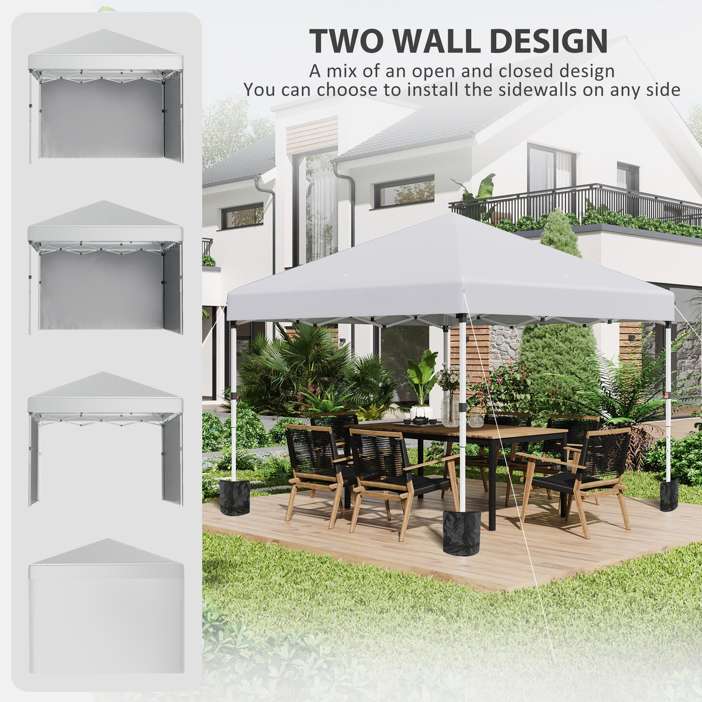 3 x 3 (M) Pop Up Gazebo, UPF 30+ with 2 Sidewalls