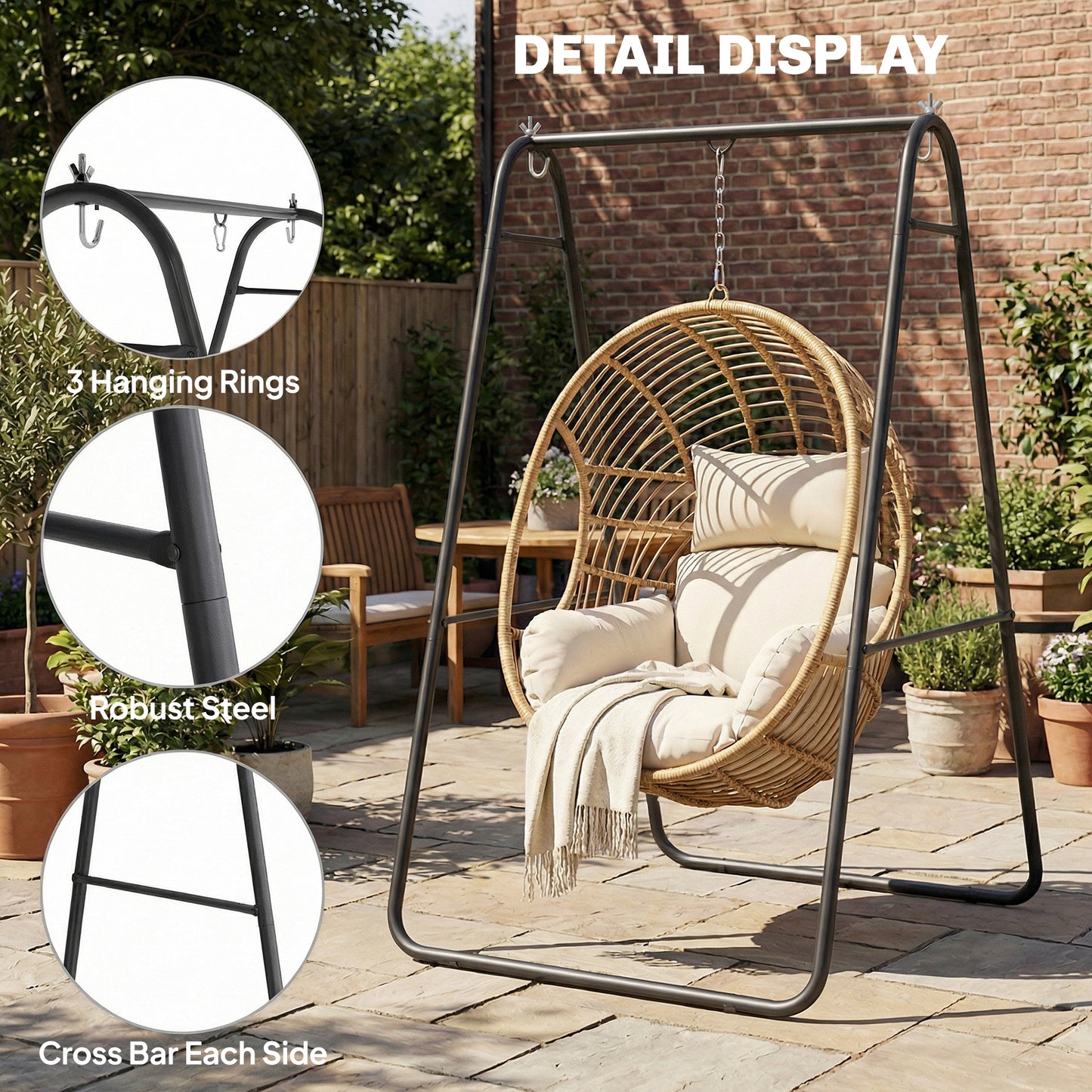 Hammock Chair Stand Only 150KG Load Capacity for Indoor Outdoor