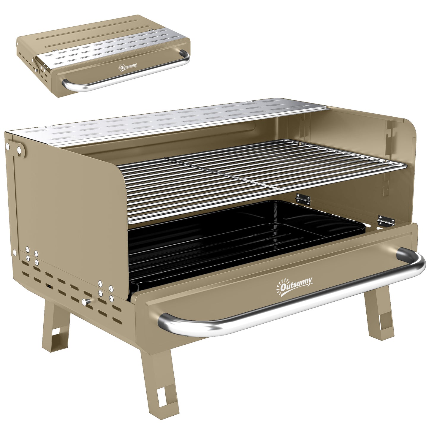 Portable BBQ Grill, Charcoal Barbecue Grill with Adjustable Grates